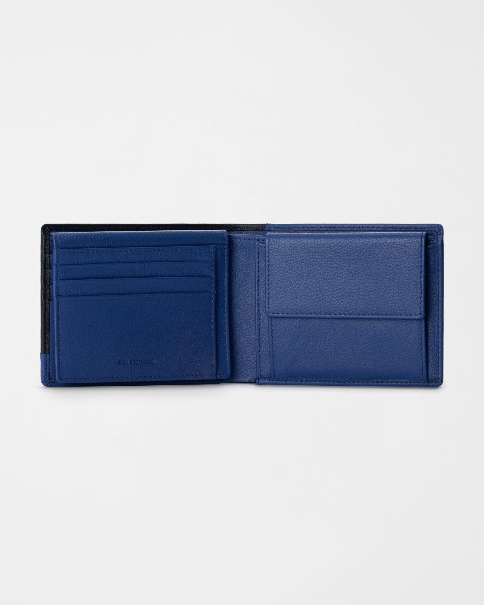 Men&rsquo;s Two-Tone Genuine Leather Wallet with Coin Pocket, LIGHT BLUE, large
