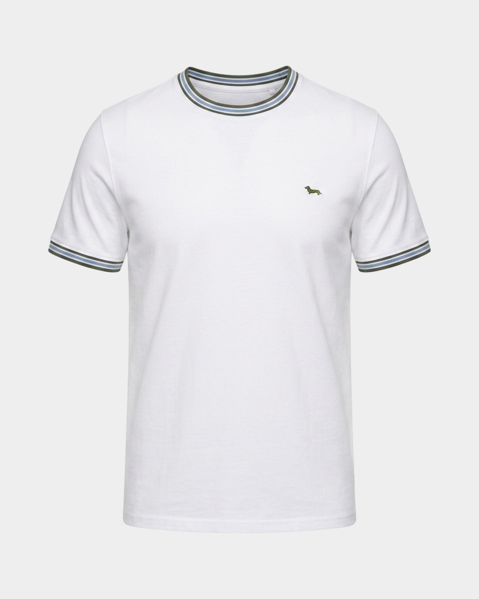 T-shirt Uomo con girocollo a costine rigate in 100% puro cotone Regular Fit, BIANCO, large