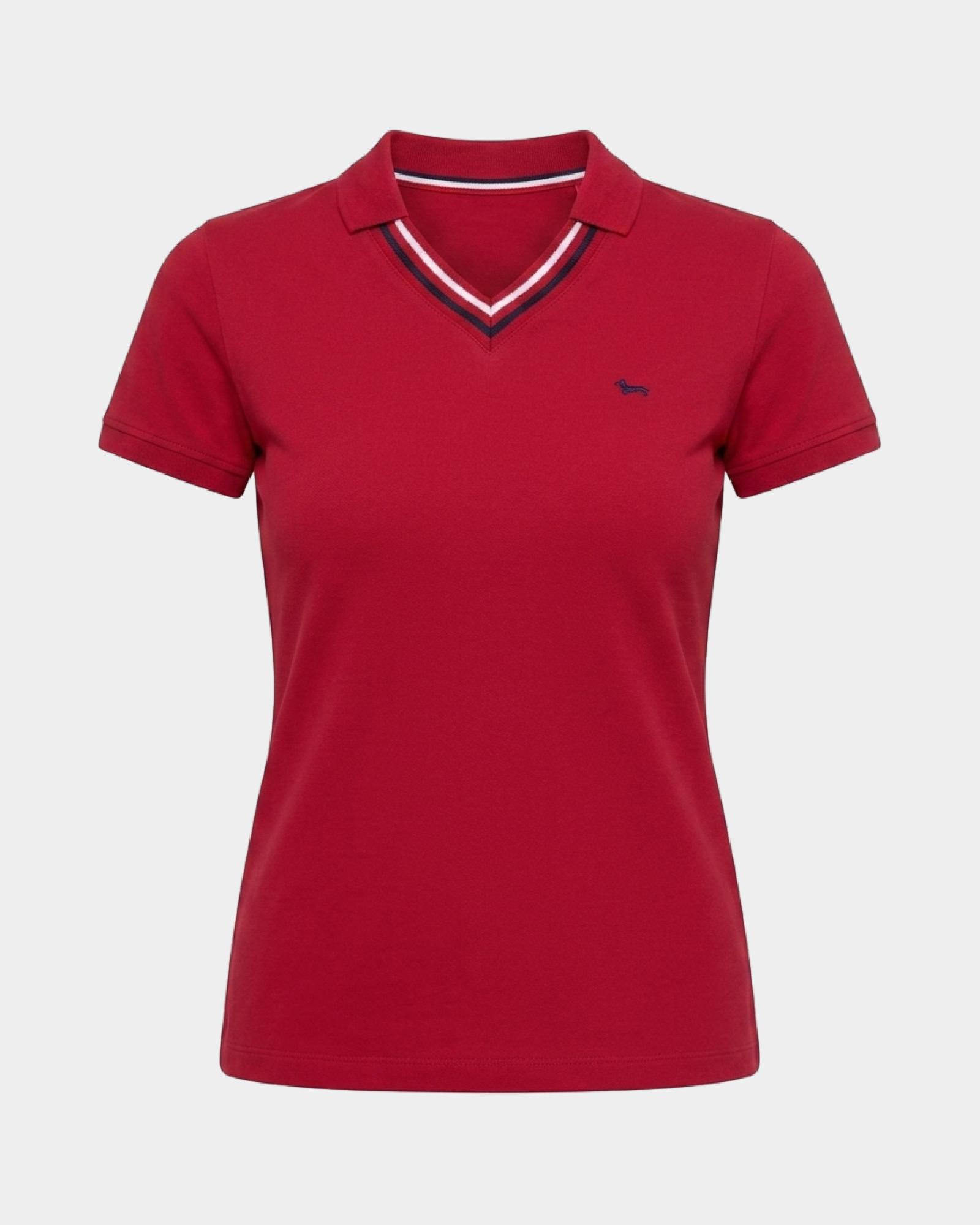 Women's short-sleeve  stretch cotton, RED, large