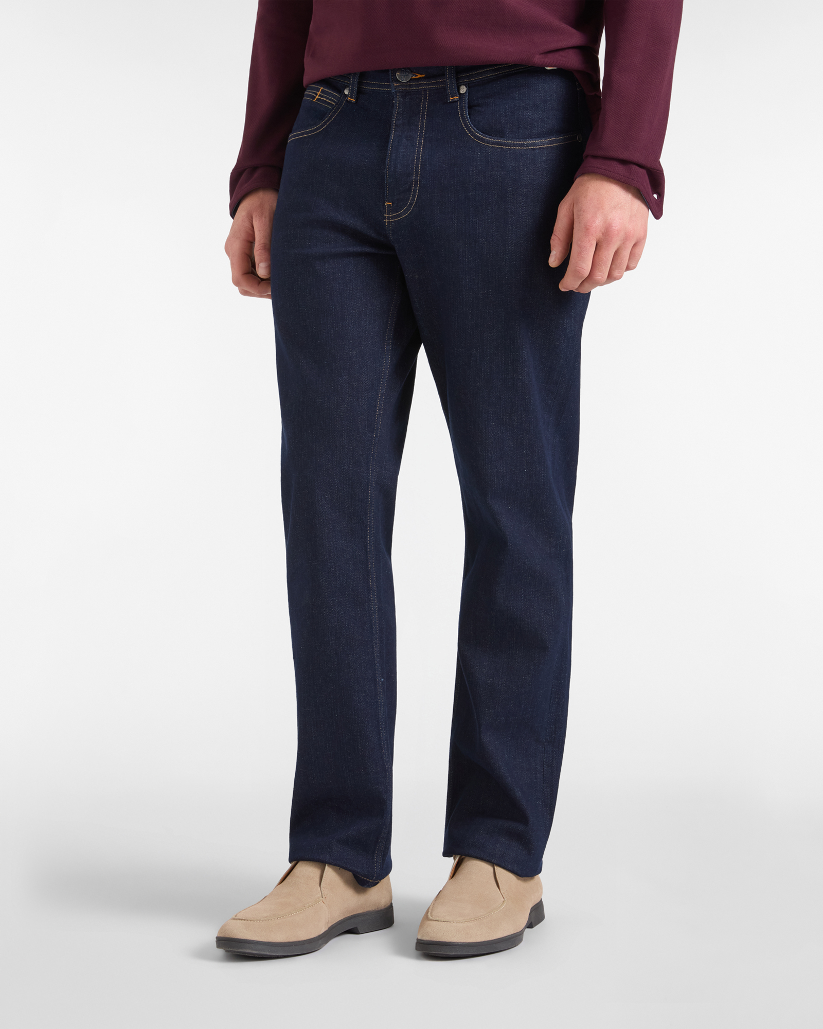 Jeans HBJ Uomo Regular Fit 5 Tasche Rinse Wash in Denim di Cotone Stretch Blu Denim