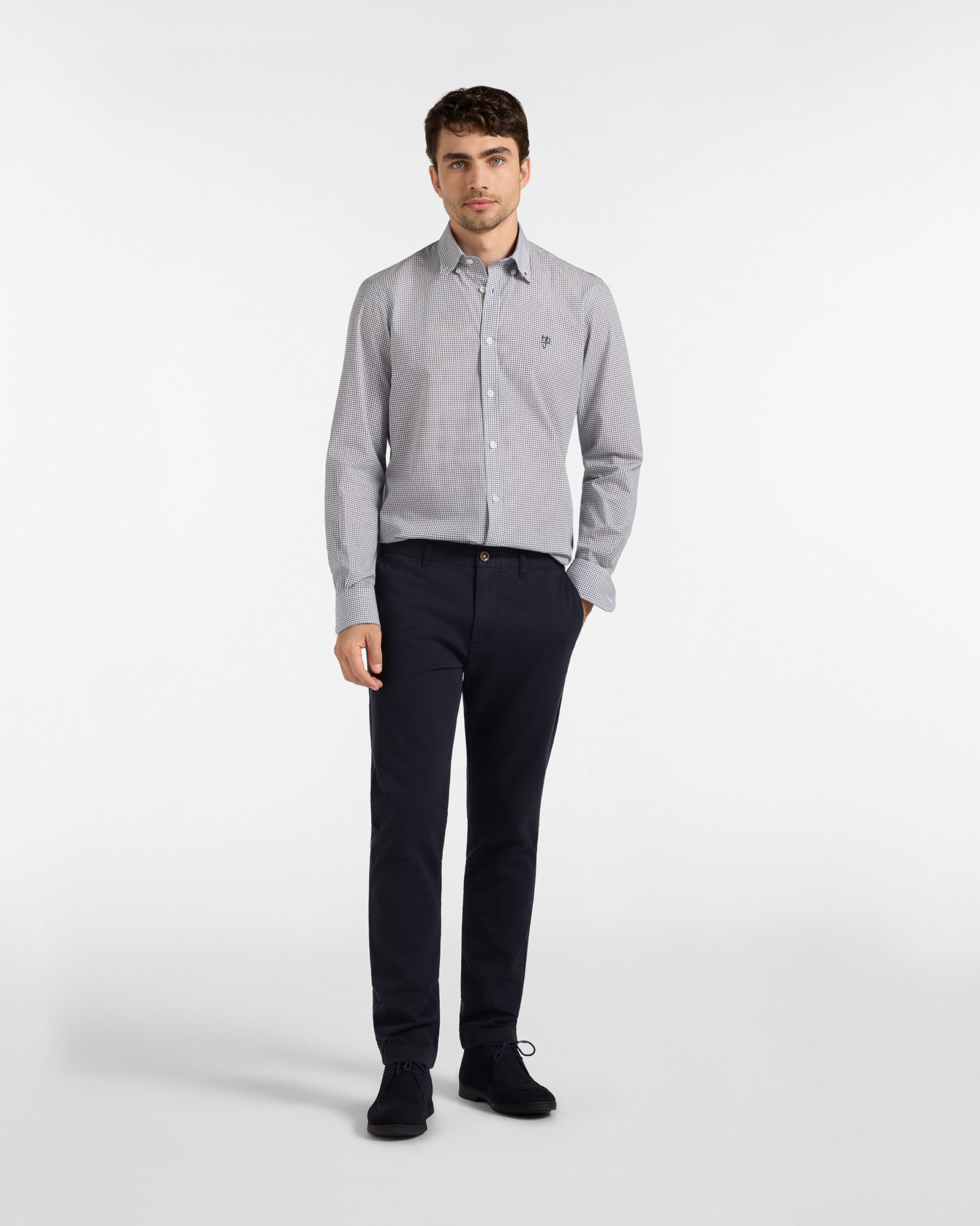 Camicia HBJ Uomo microfantasia Regular Fit in puro cotone, BLU, large