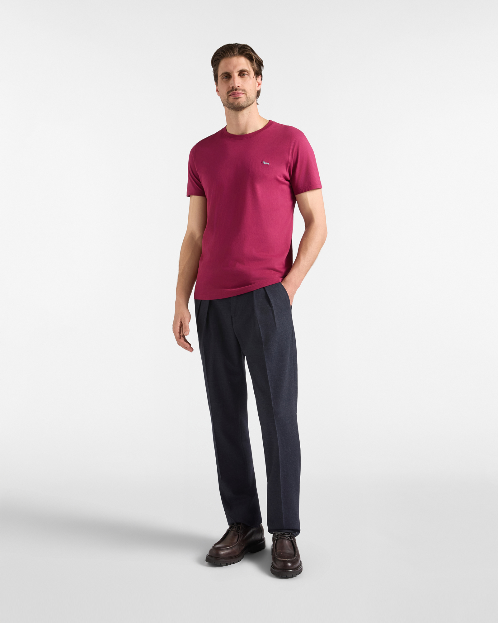 T-shirt Uomo in 100% puro cotone Narrow Fit, INDIAN ROSE, large
