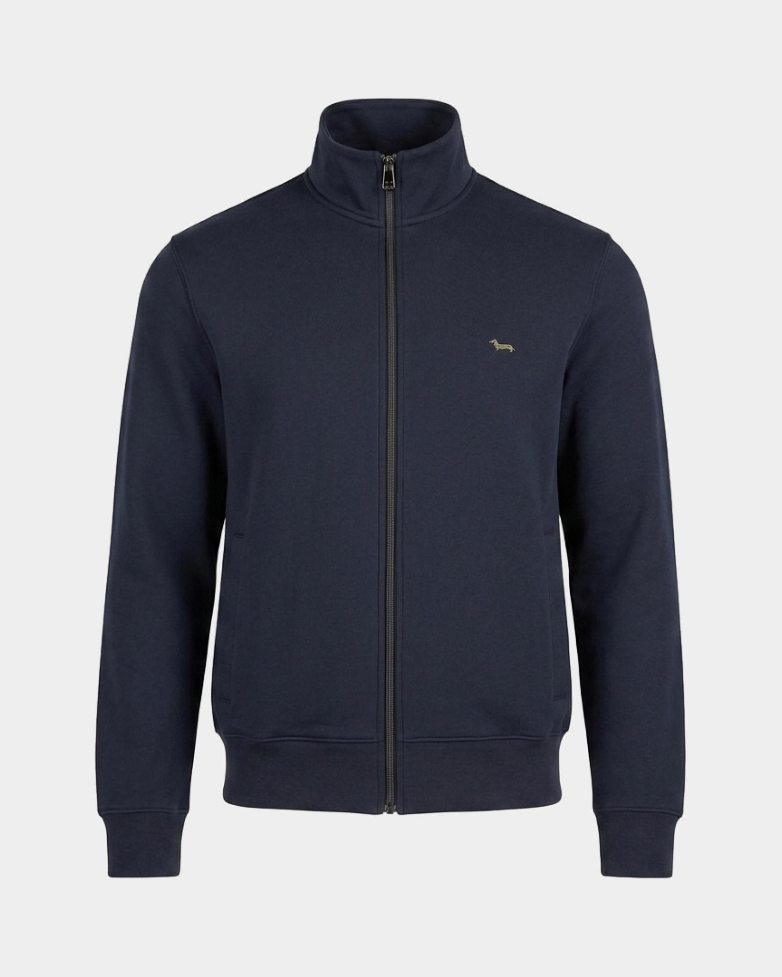 Felpa Uomo full zip  con collo alto e tasche a filo, BLU NAVY, large