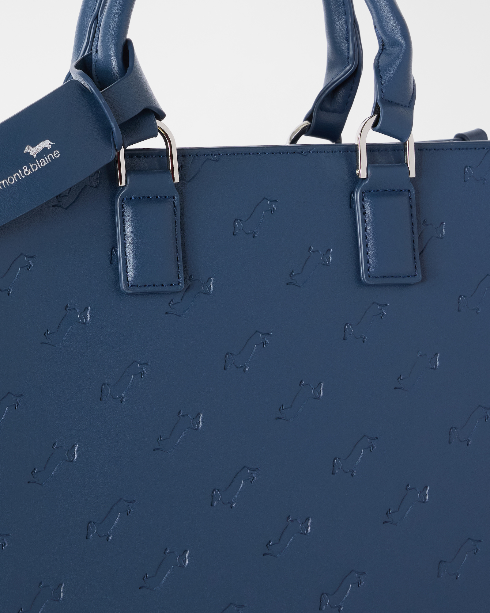 Women's handbag with all-over dachshund print, NAVY BLUE, large