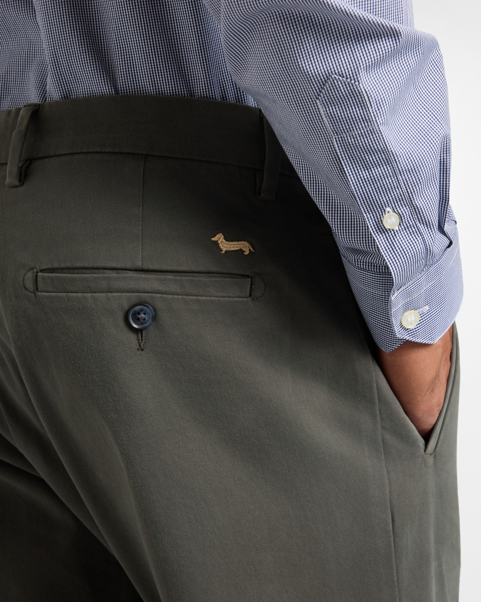 Men&rsquo;s D-Fit stretch cotton chino pants, DARK GREEN, large