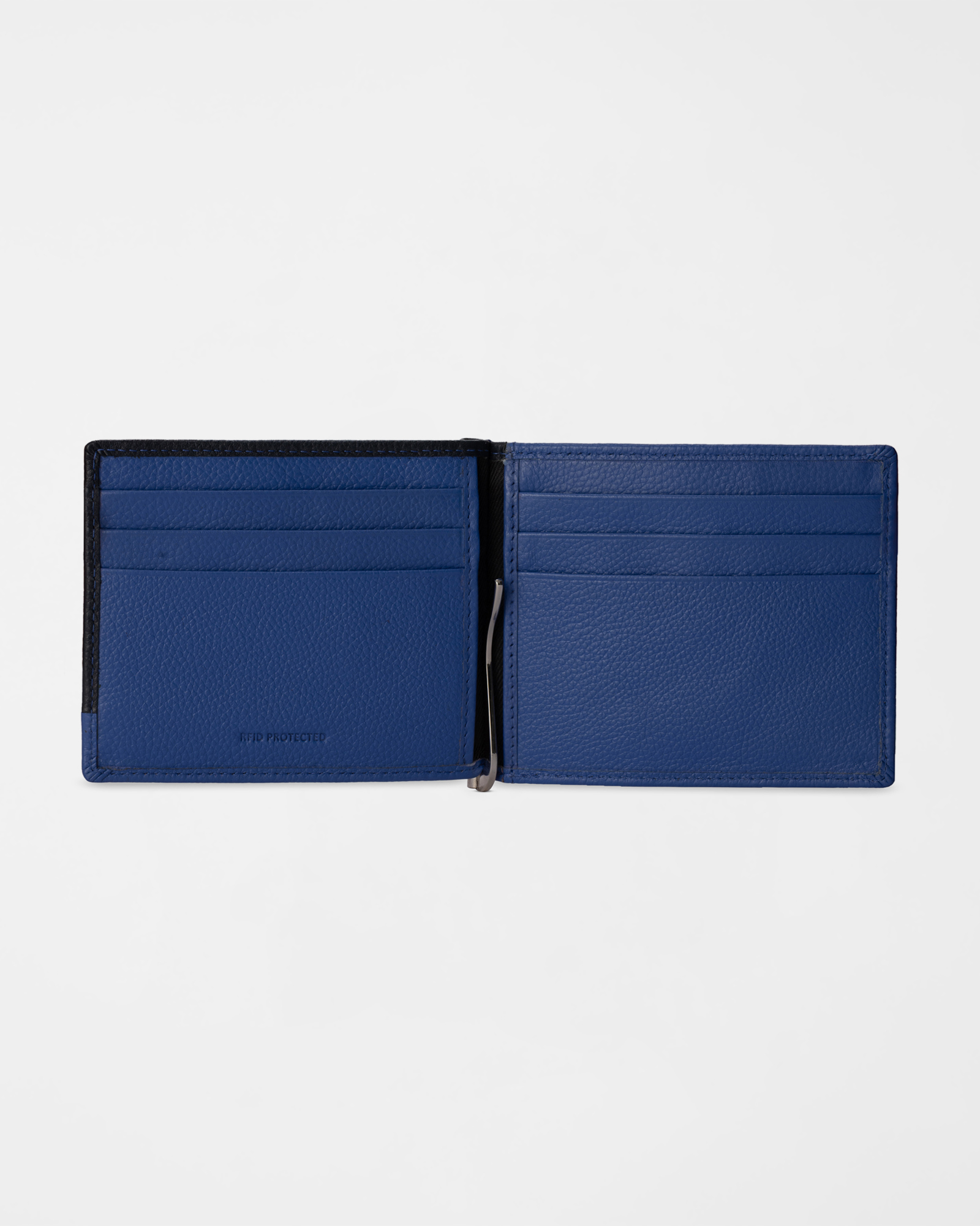 Portafoglio Uomo con Fermasoldi in Vera Pelle, BLU CHIARO, large