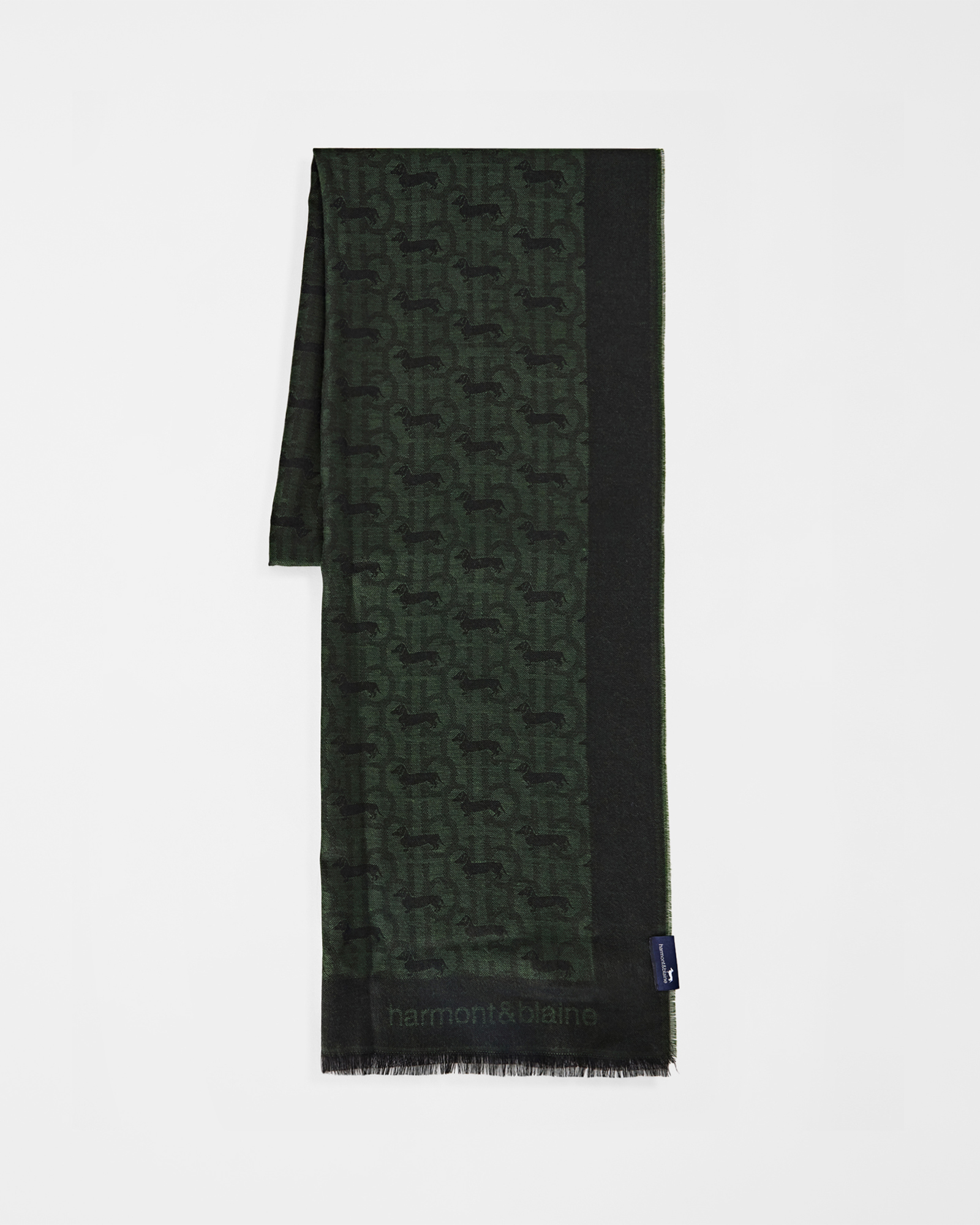 Sciarpa Uomo Regimental in Lana con Motivo Chevron Verde