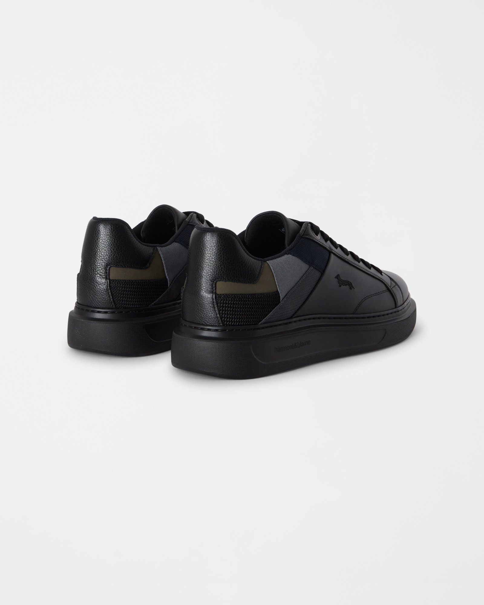 Men's leather sneakers with technical inserts, BLACK - MULTICOLOR, large