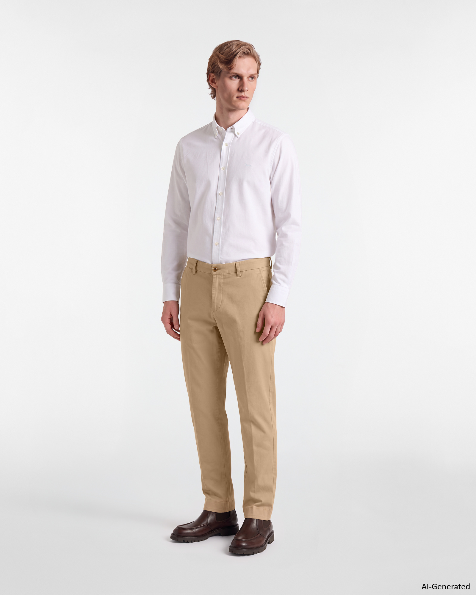 Men&rsquo;s Loose-Fit Chino Trousers, BEIGE, large