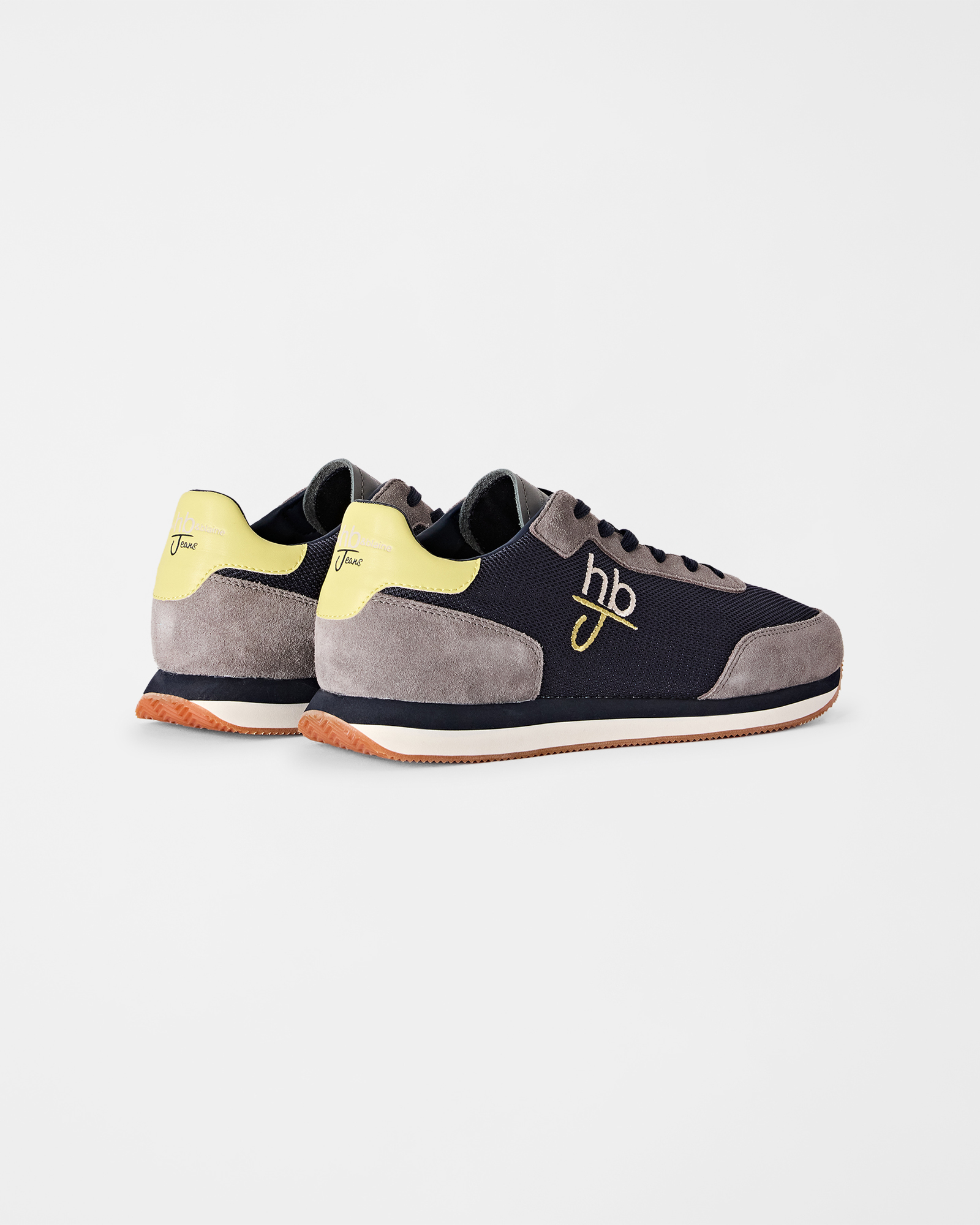Sneaker HBJ Uomo in pelle e suede con dettagli, BLU SCURO, large