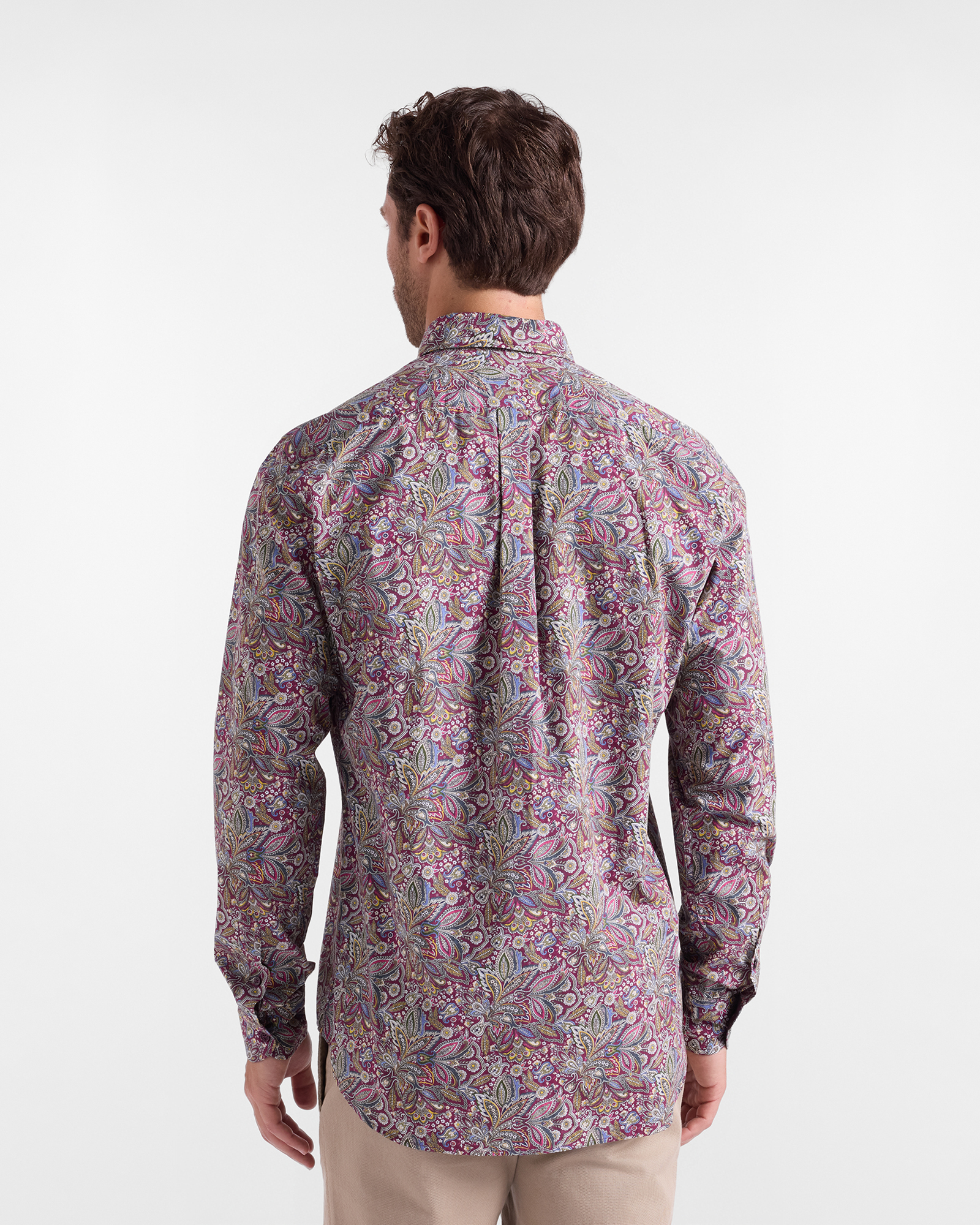 Men's regular-fit poplin shirt with paisley print, DARK PURPLE, large