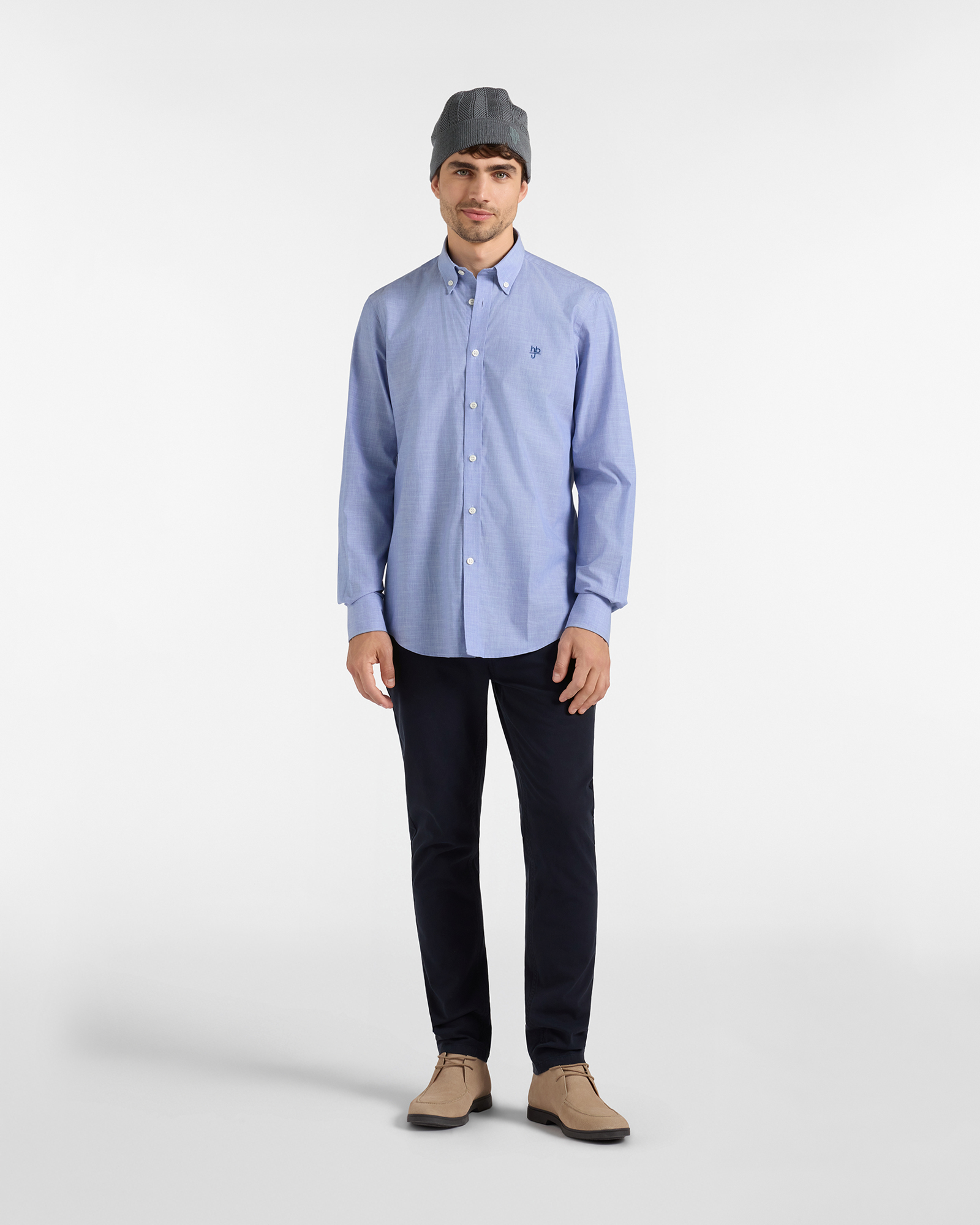 Camicia HBJ Uomo Regular Fit in cotone, SKY, large