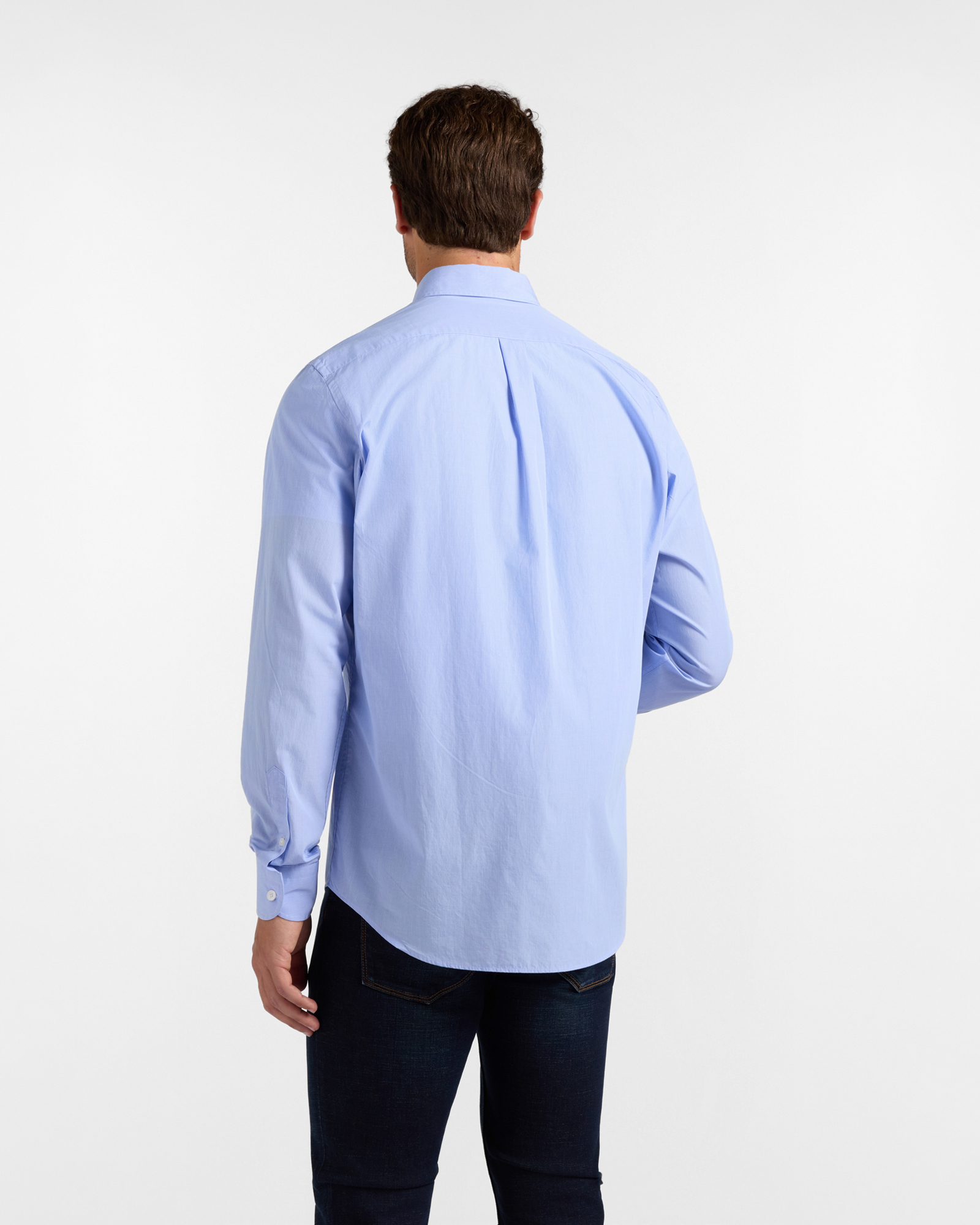 Men's regular-fit superfine shirt with micro checks, LIGHT BLUE, large