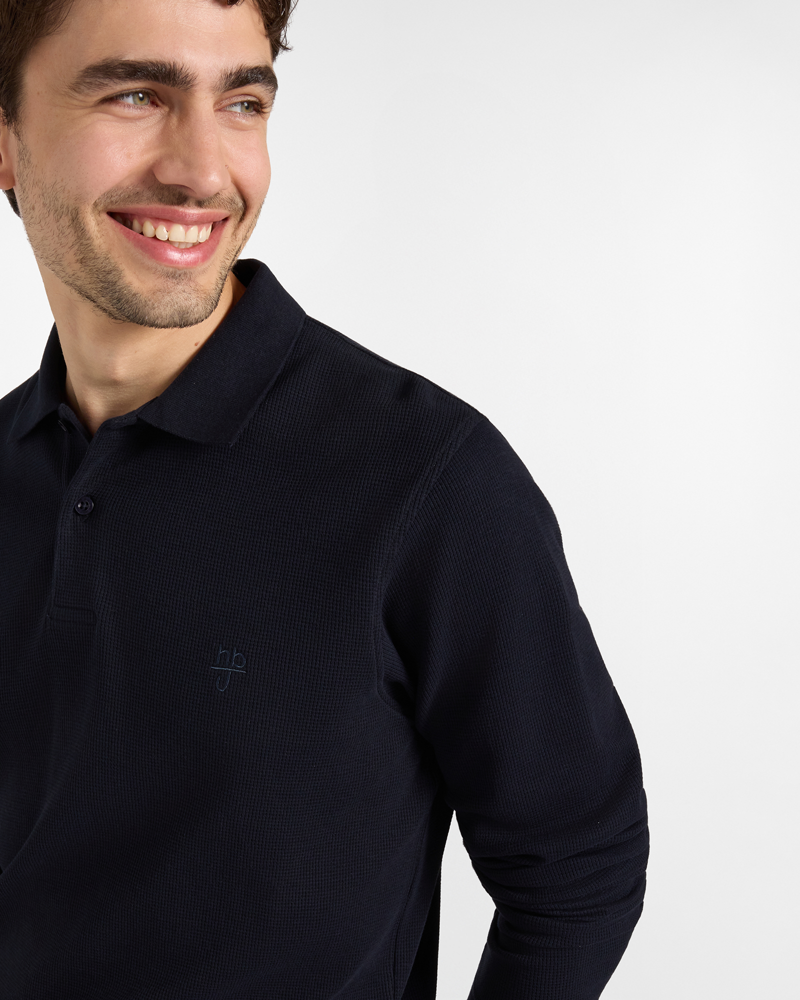 Polo HBJ Uomo in Jersey Jacquard di Puro Cotone, BLU SCURO, large