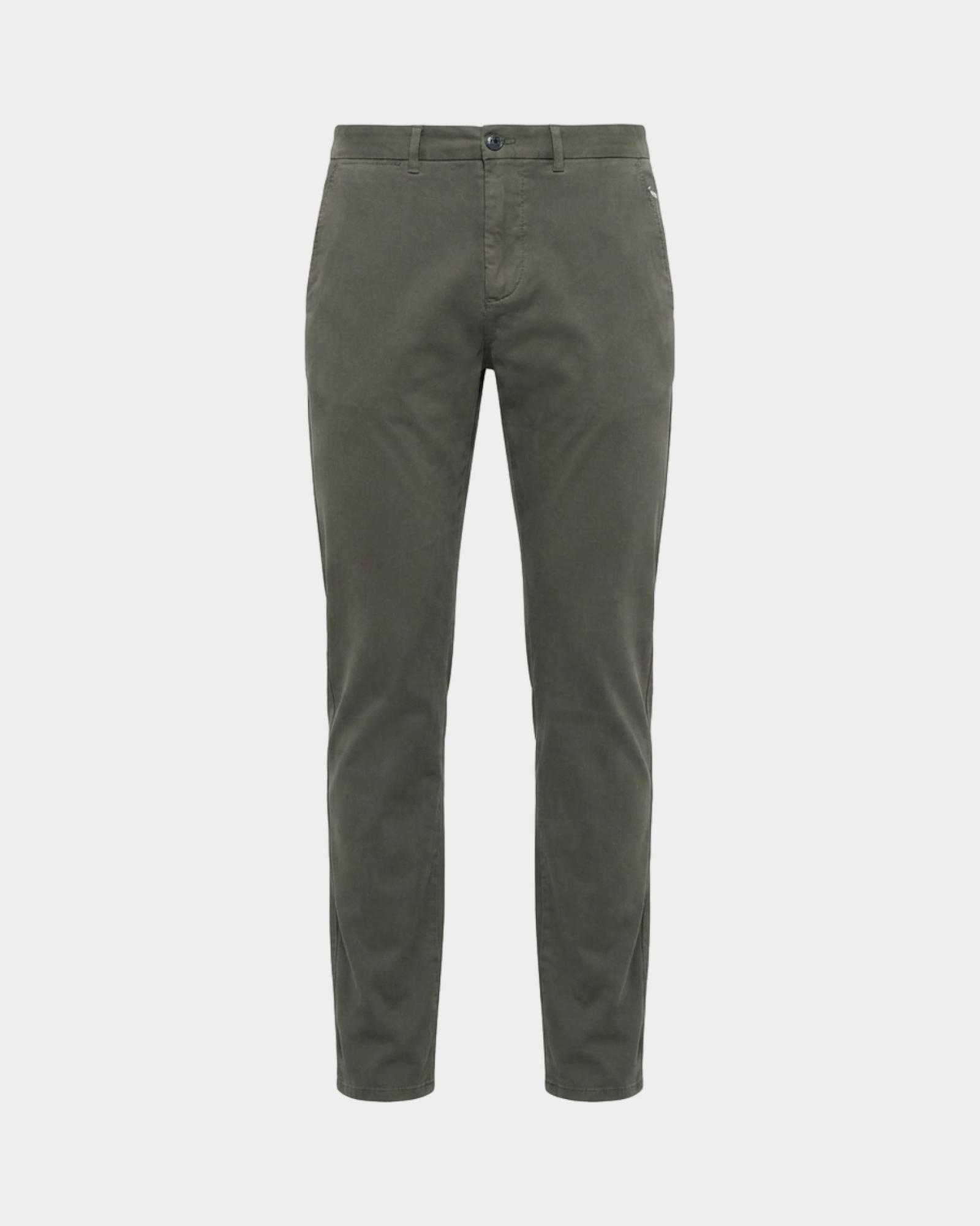 Men&rsquo;s narrow-fit stretch cotton chino pants, DARK GREEN, large