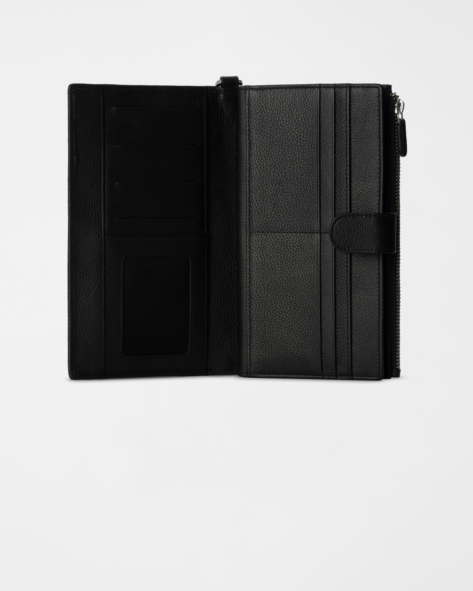 Men&rsquo;s Long Wallet in Genuine Black Leather, BLACK, large