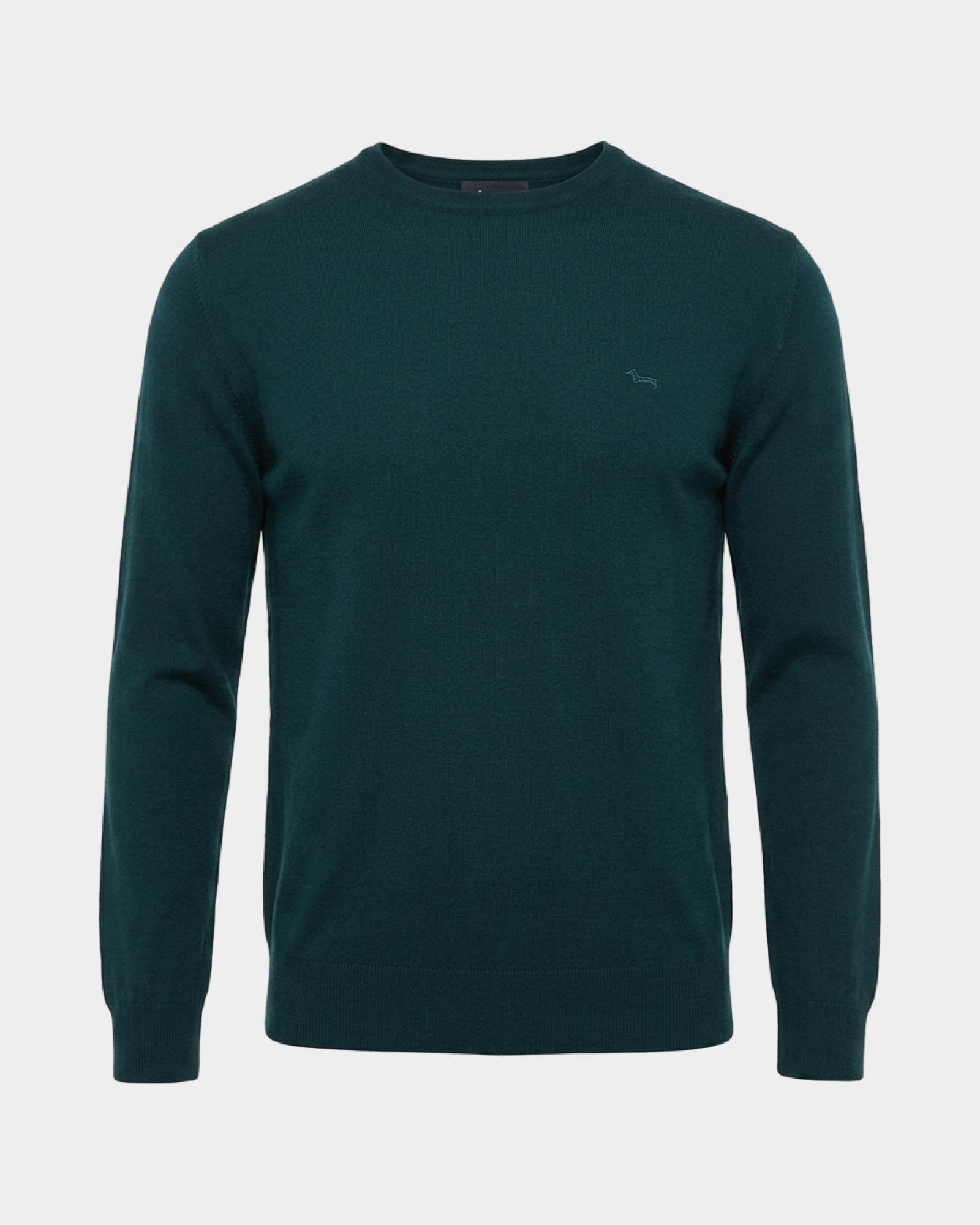 Maglia Uomo in 100% pura lana Regular Fit Made in Italy, VERDE SCURO, large