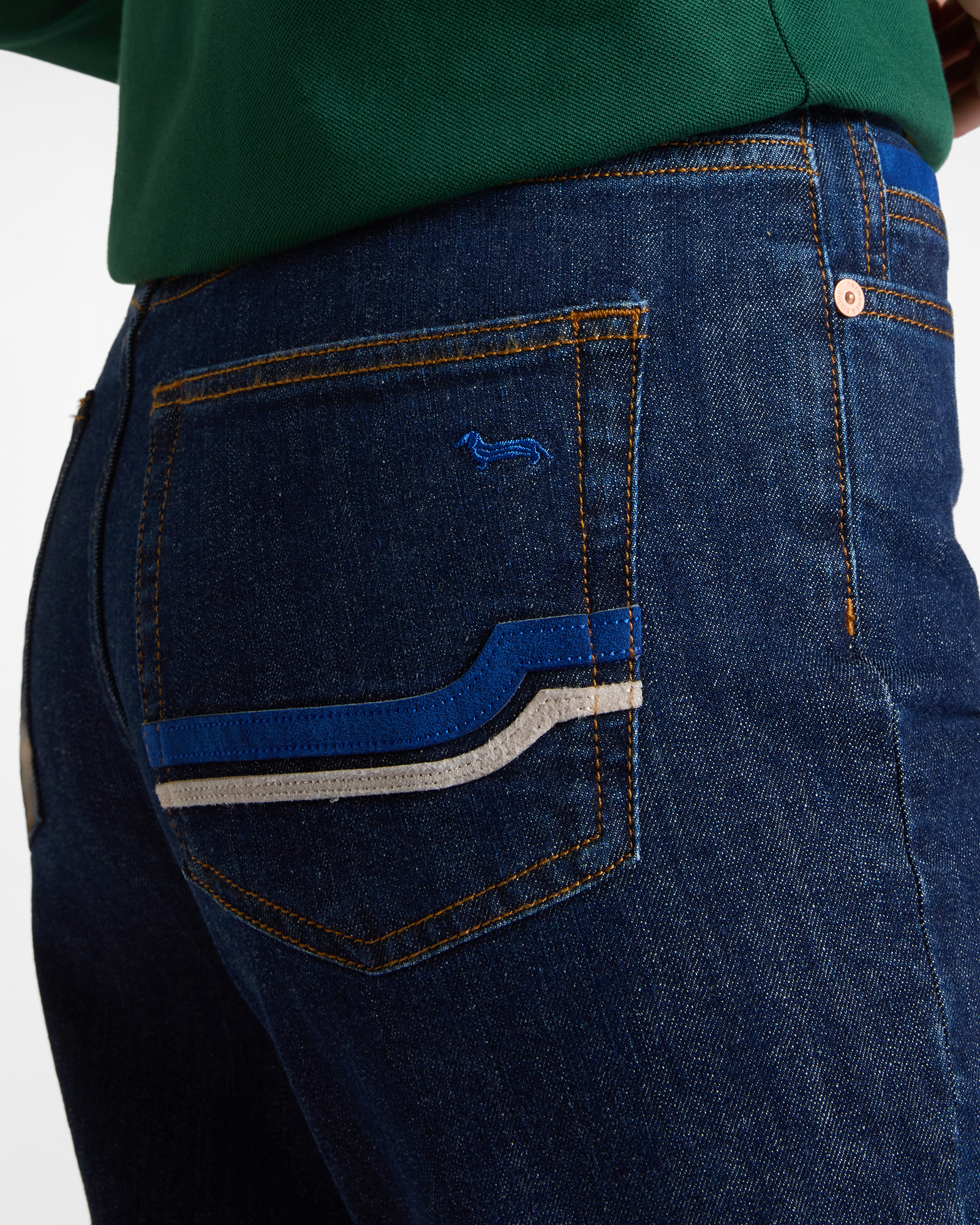 Vaqueros de cinco bolsillos para mujer en denim corte Regular Made in Italy, AZUL DENIM, large