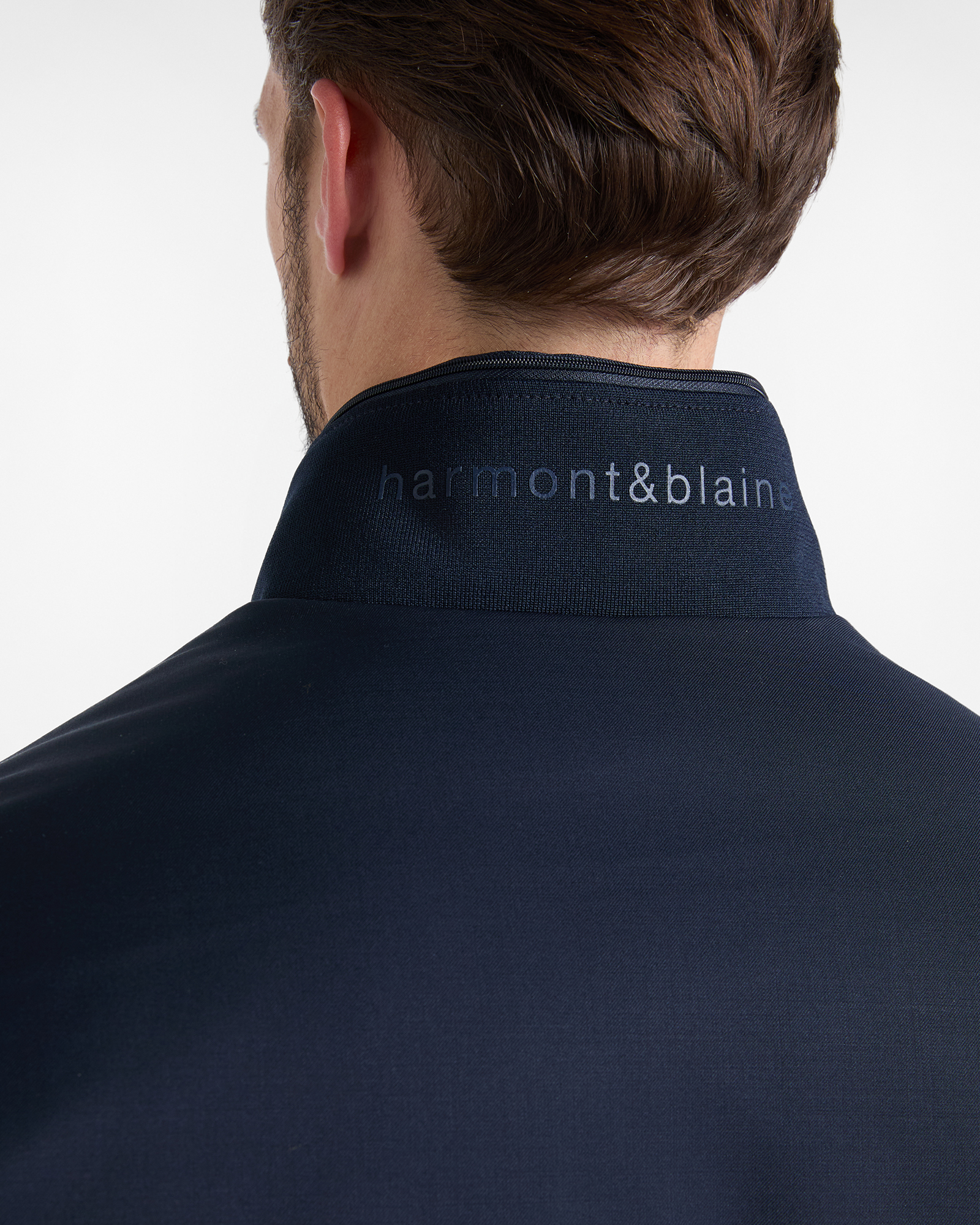 Men&rsquo;s padded bomber jacket in technical wool blend, NAVY BLUE, large