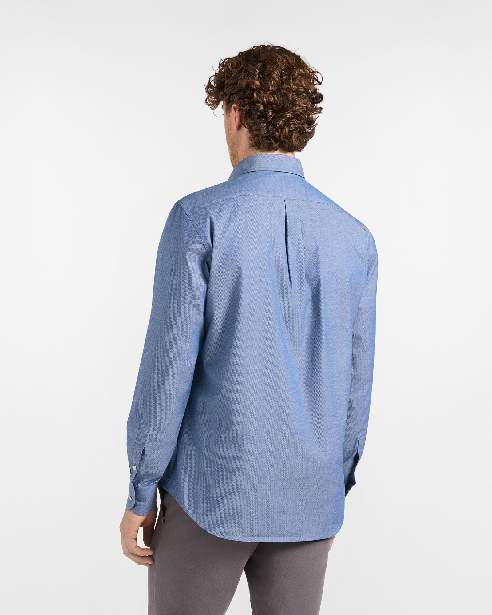 Camicia HBJ Uomo Regular Fit in cotone stretch, BLU DENIM, large