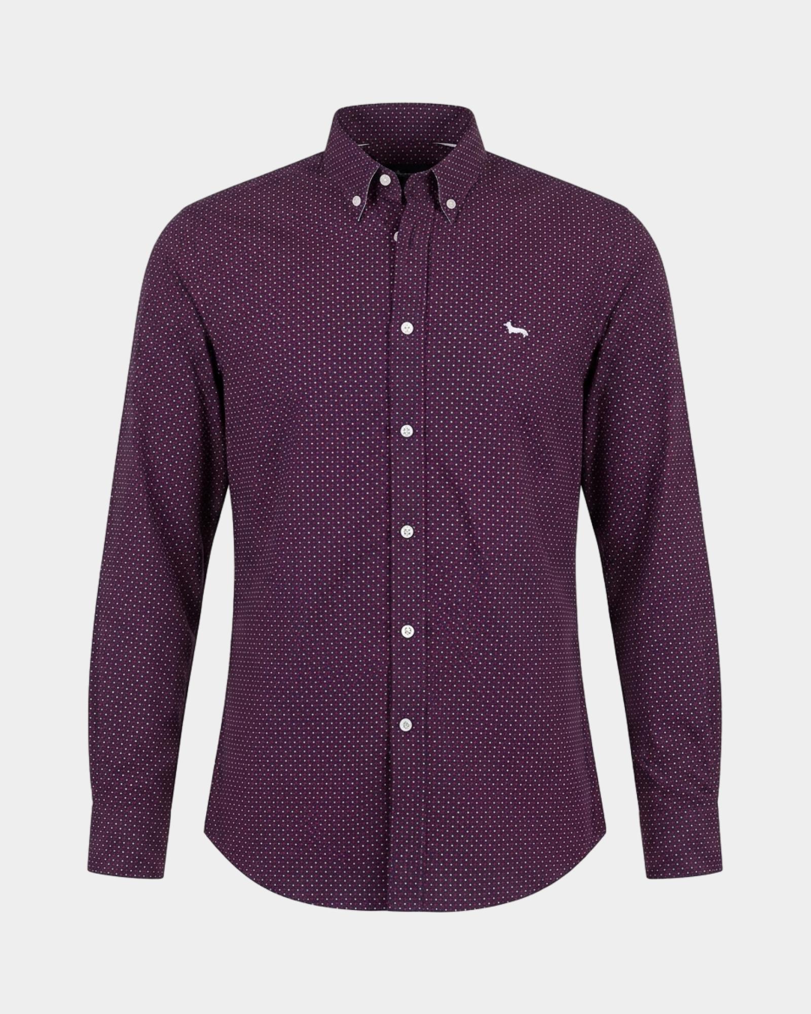 Men's regular-fit red poplin shirt with geometric micro-print, RED, large