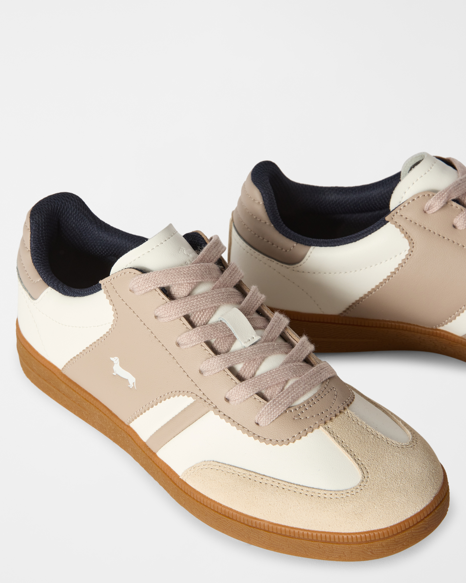 Sneaker Court Vintage de mujer de piel aut&eacute;ntica, TORTORA, large