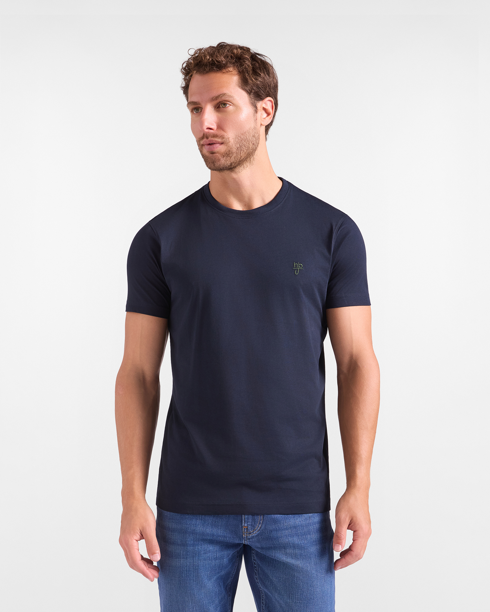 HBJ Men&rsquo;s Narrow Fit T-Shirt in Pure Dark Blue Cotton