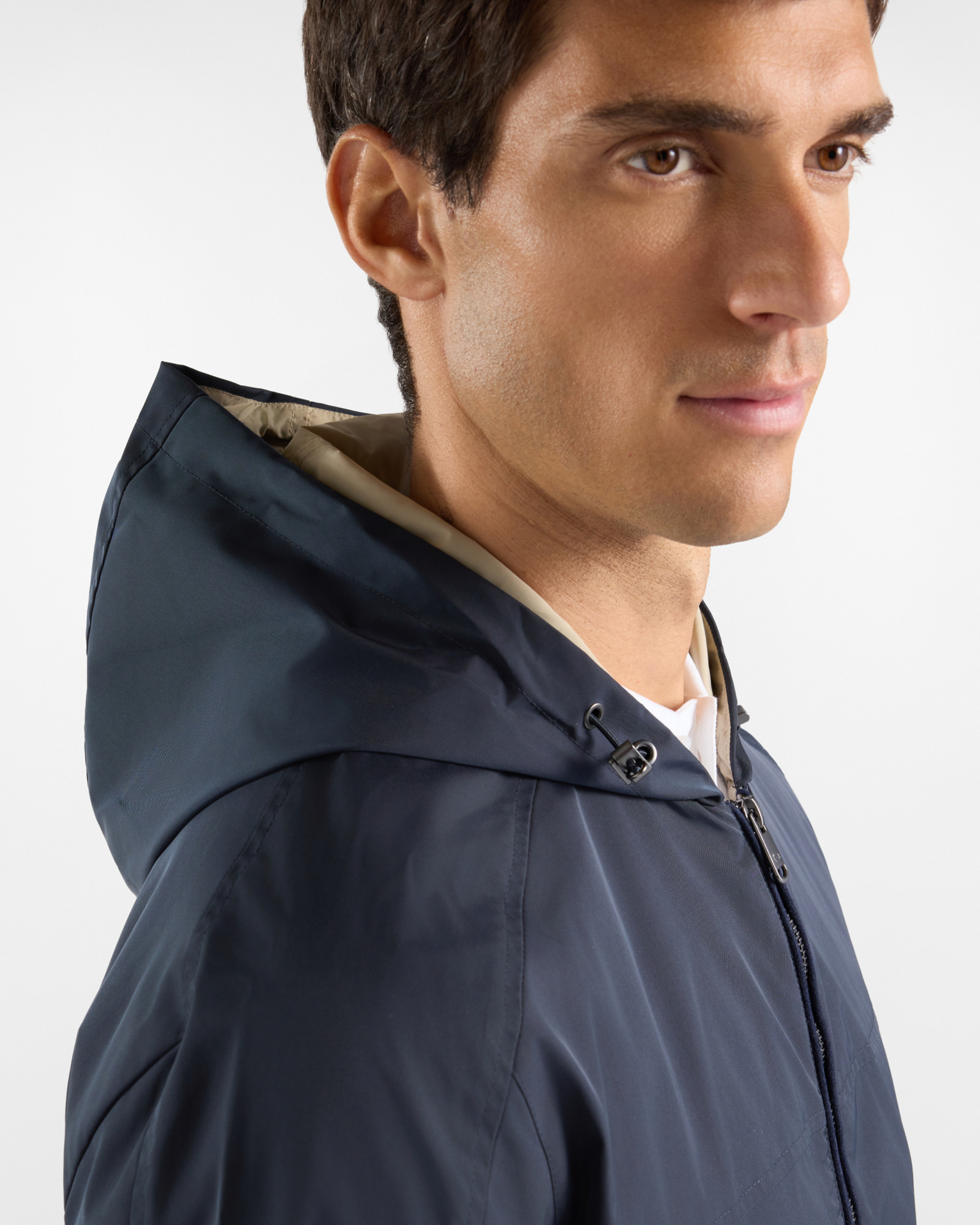 Men's nylon jacket with double fastening, NAVY BLUE, large
