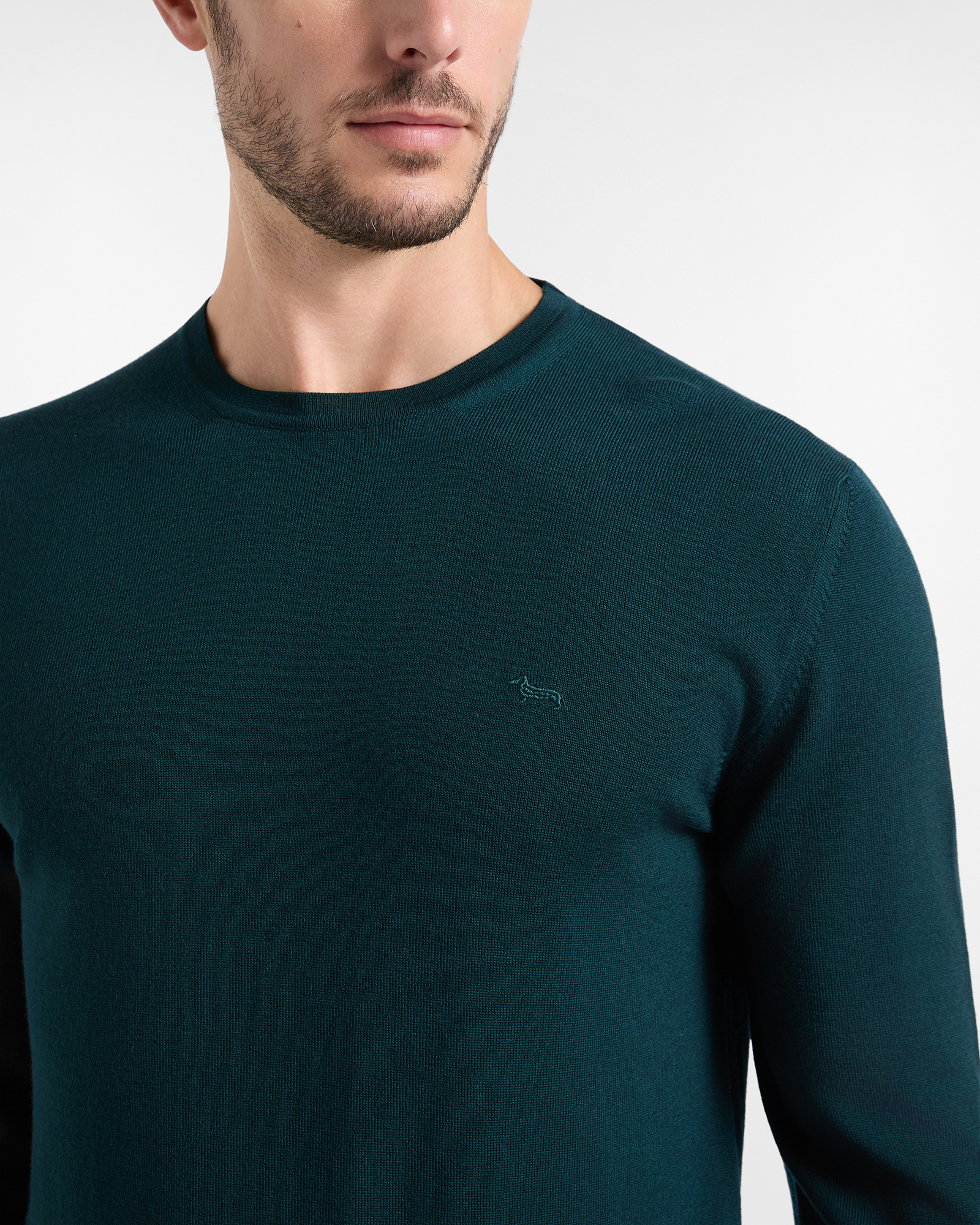 Maglia Uomo in 100% pura lana Regular Fit Made in Italy, VERDE SCURO, large