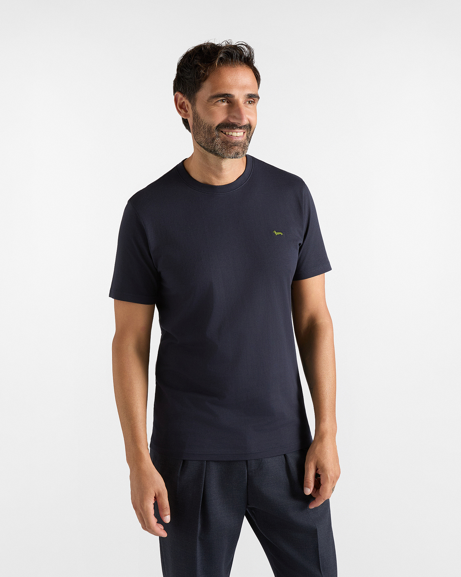 Men's narrow-fit blue T-shirt in 100% pure cotton