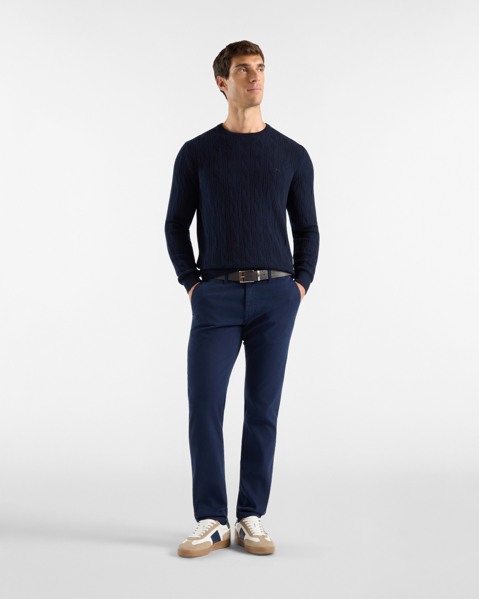 Pantalone 5 tasche Uomo five in cotone stretch  Narrow Fit Made in Italy, BLU NAVY, large