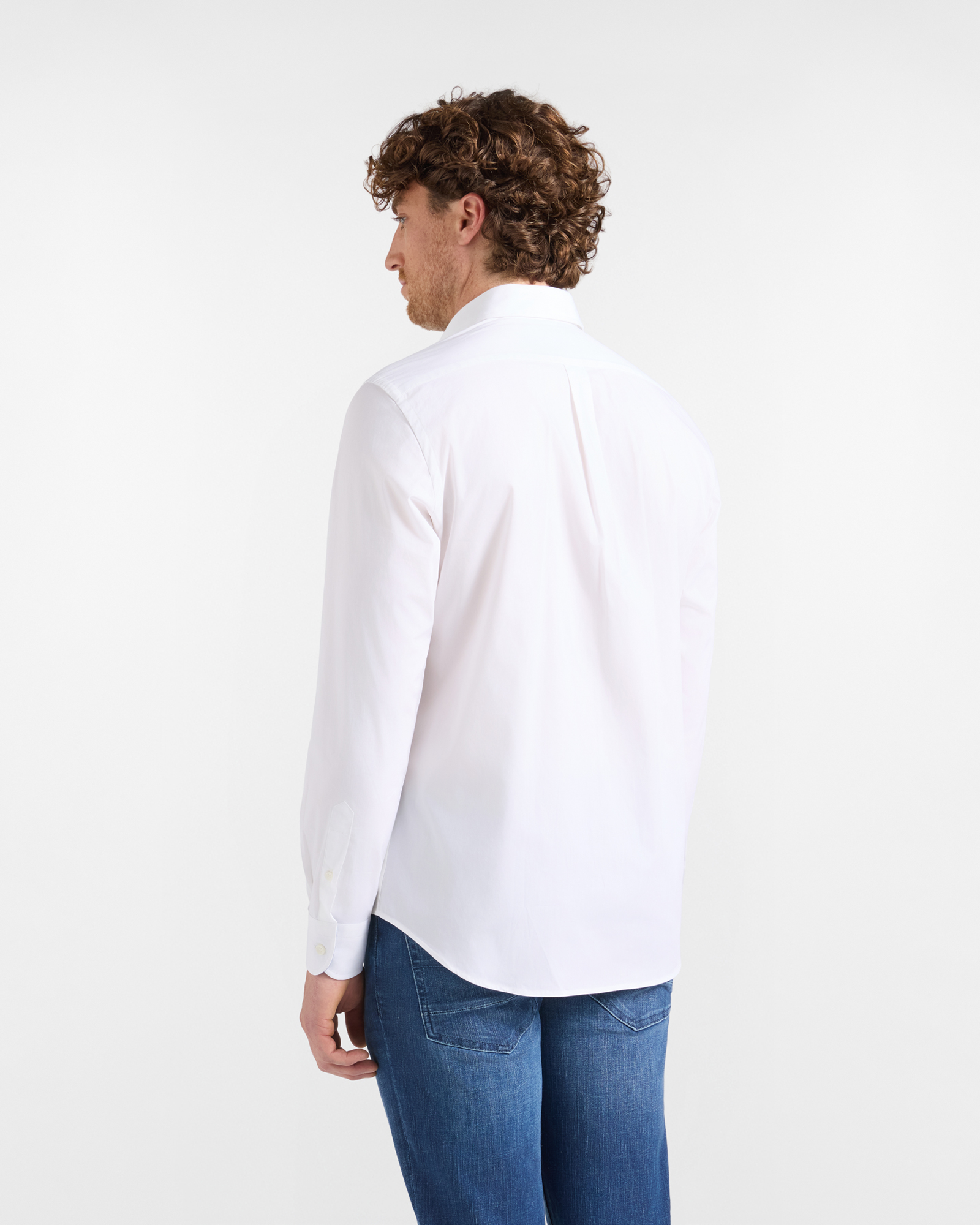 Camicia HBJ Uomo Regular Fit con collo Montecarlo in cotone stretch, BIANCO, large