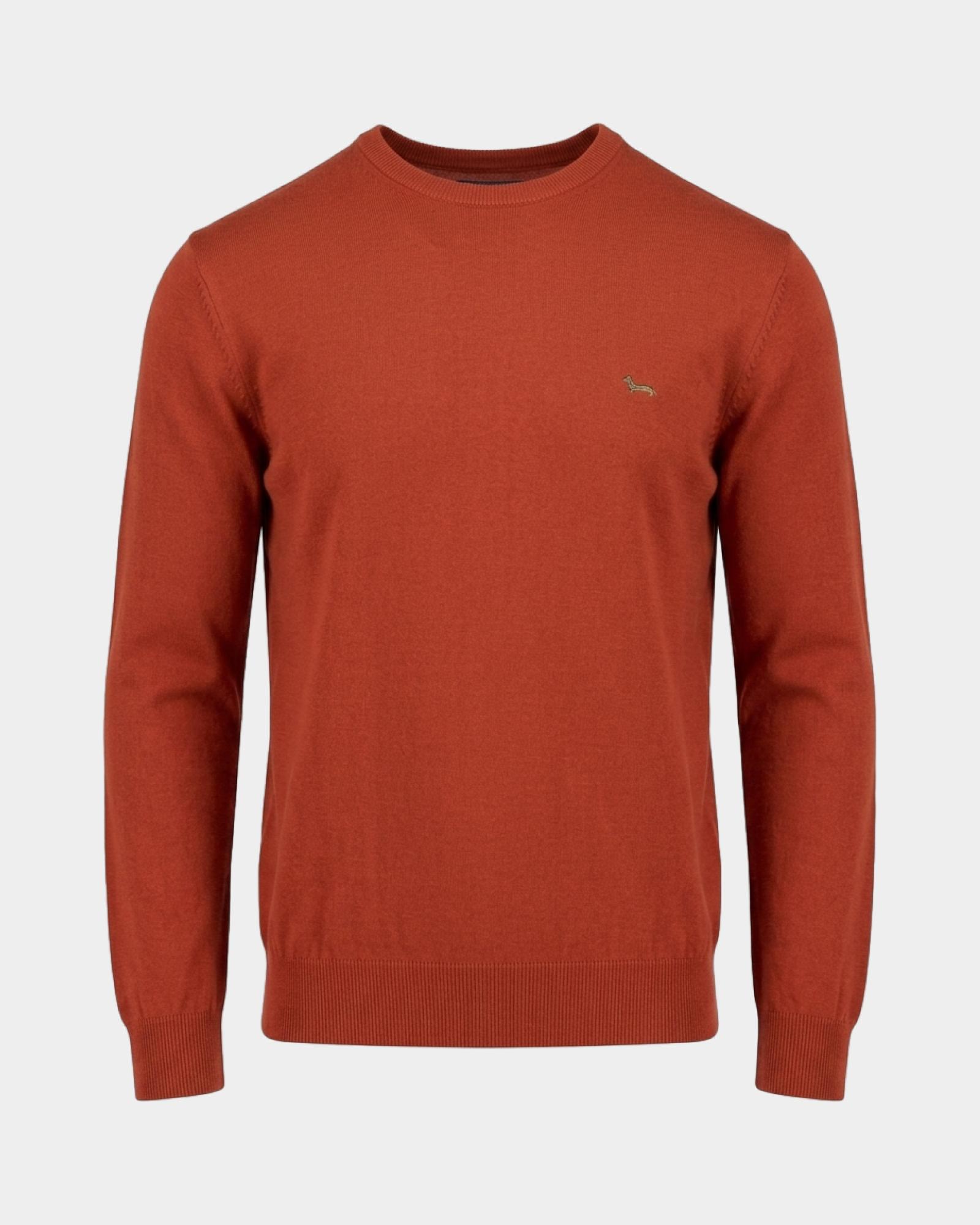 Men's regular fit sweater in a  wool and cotton blend, BRICK RED, large