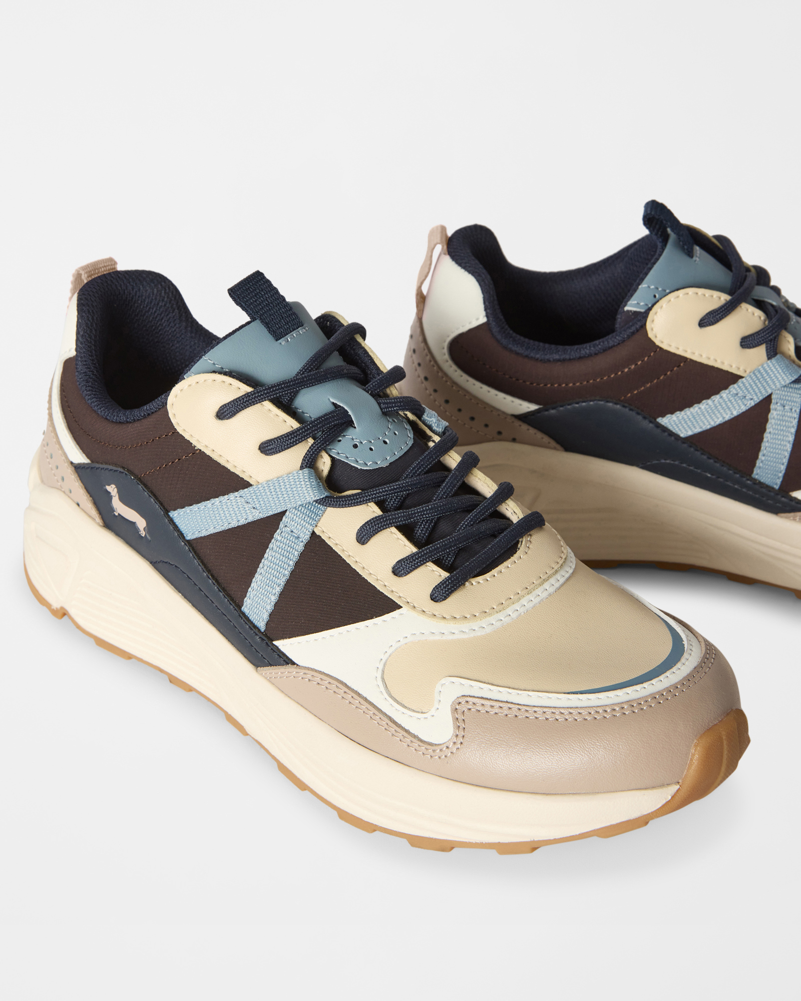 Sneaker Donna Patchwork in vera pelle, LIGHT BLUE, large