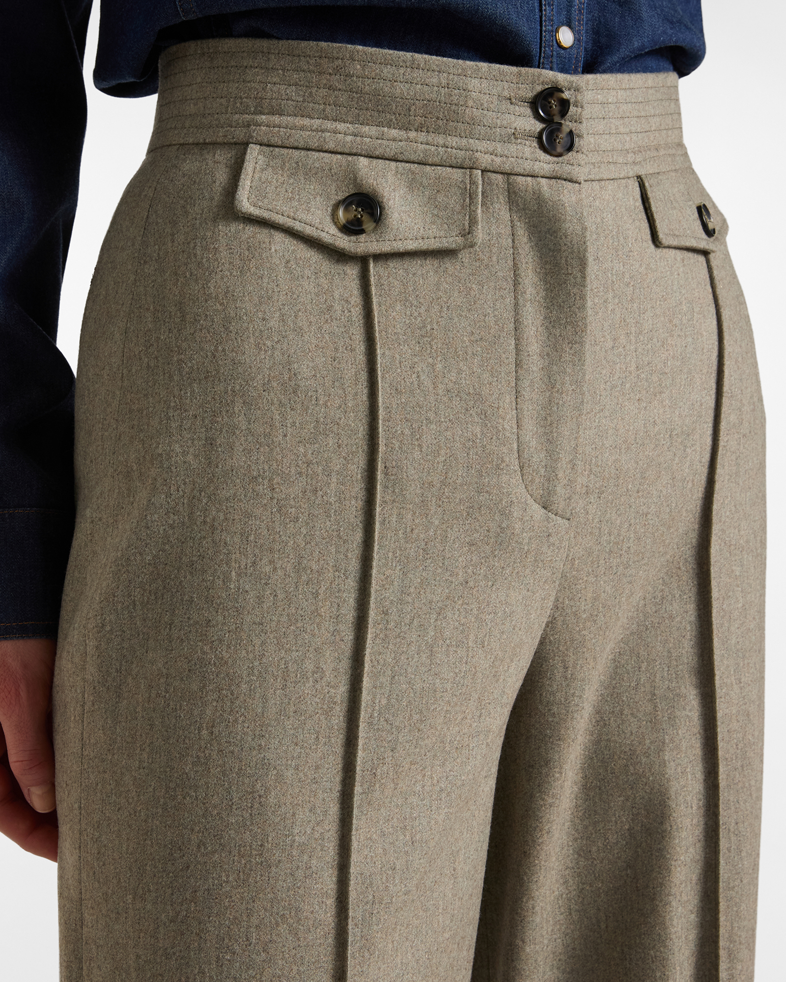 Pantalones de cintura alta para mujer de la colecci&oacute;n &laquo;Capsule Qualit&agrave; a Colori&raquo;, BEIGE, large