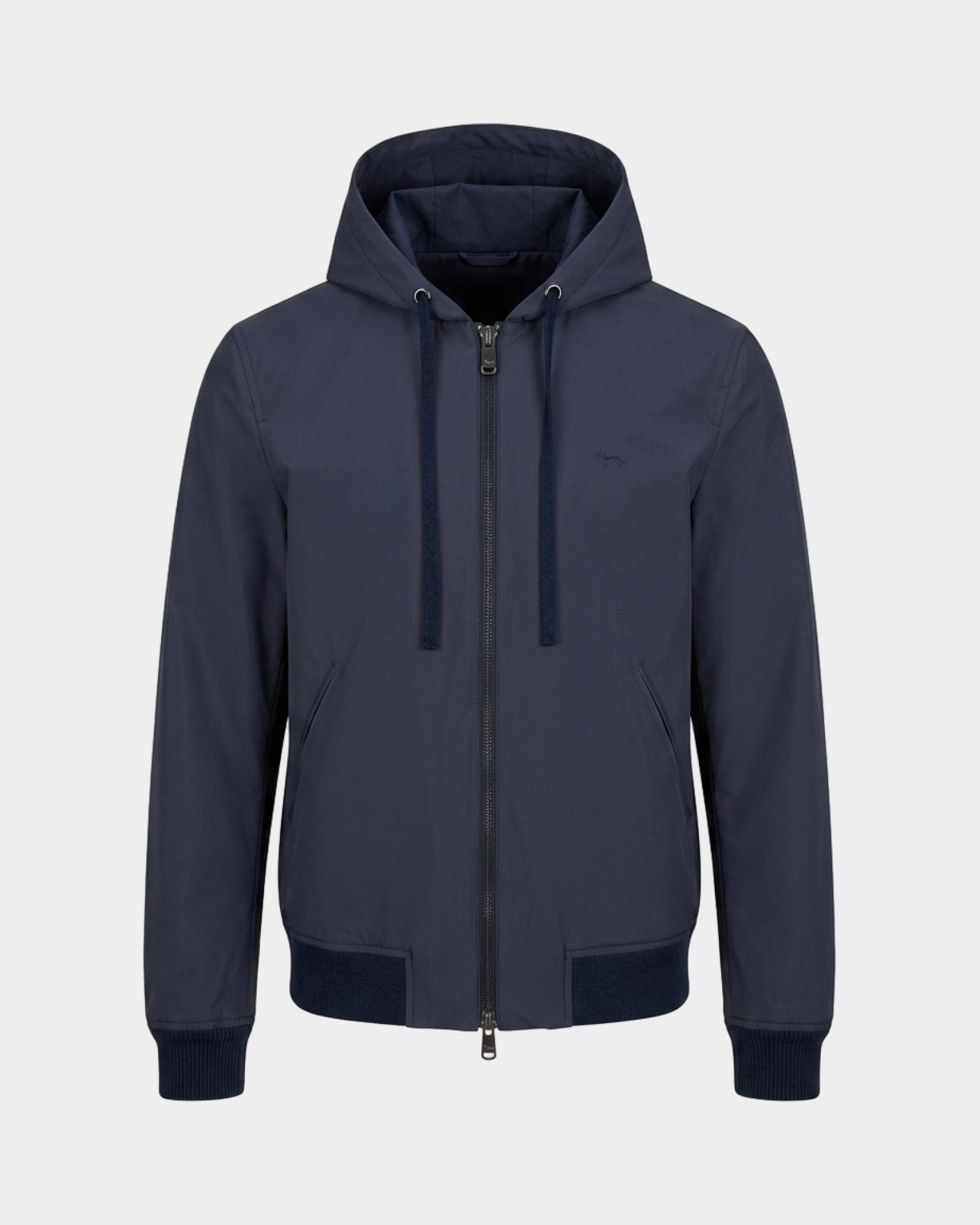 Men's blue Prince of Wales wool blend reversible jacket, NAVY BLUE, large
