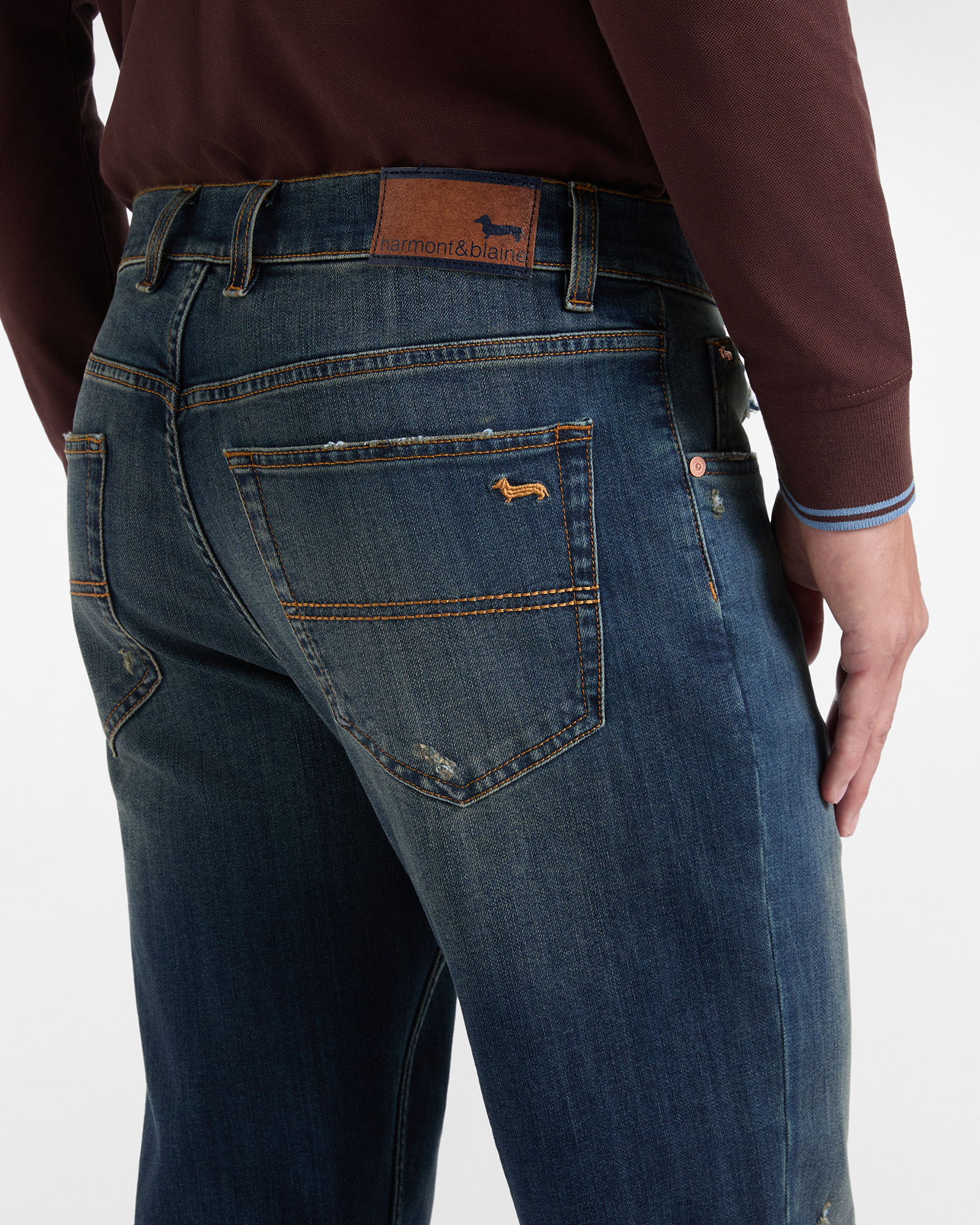 Men&rsquo;s Regular Fit 5-Pocket Jeans in washed denim, DENIM BLUE, large