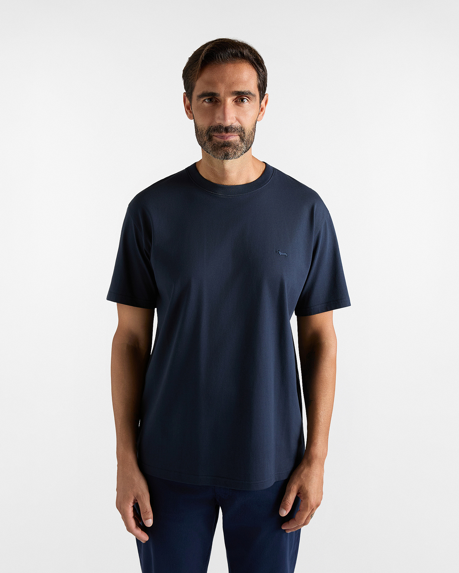 Men's relaxed-fit blue T-shirt in 100% pure cotton