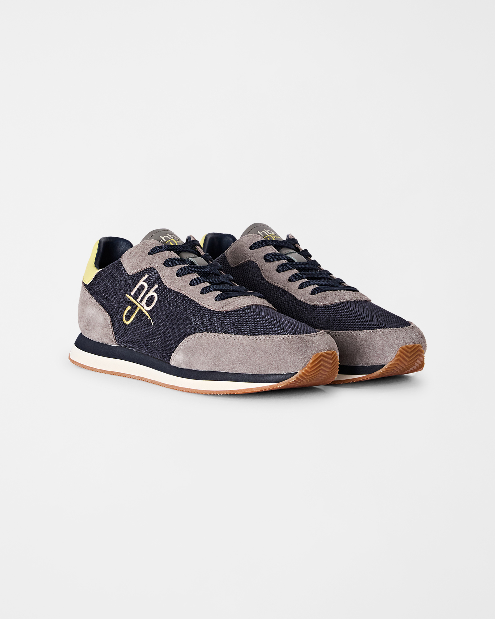 Sneaker HBJ Uomo in pelle e suede con dettagli, BLU SCURO, large