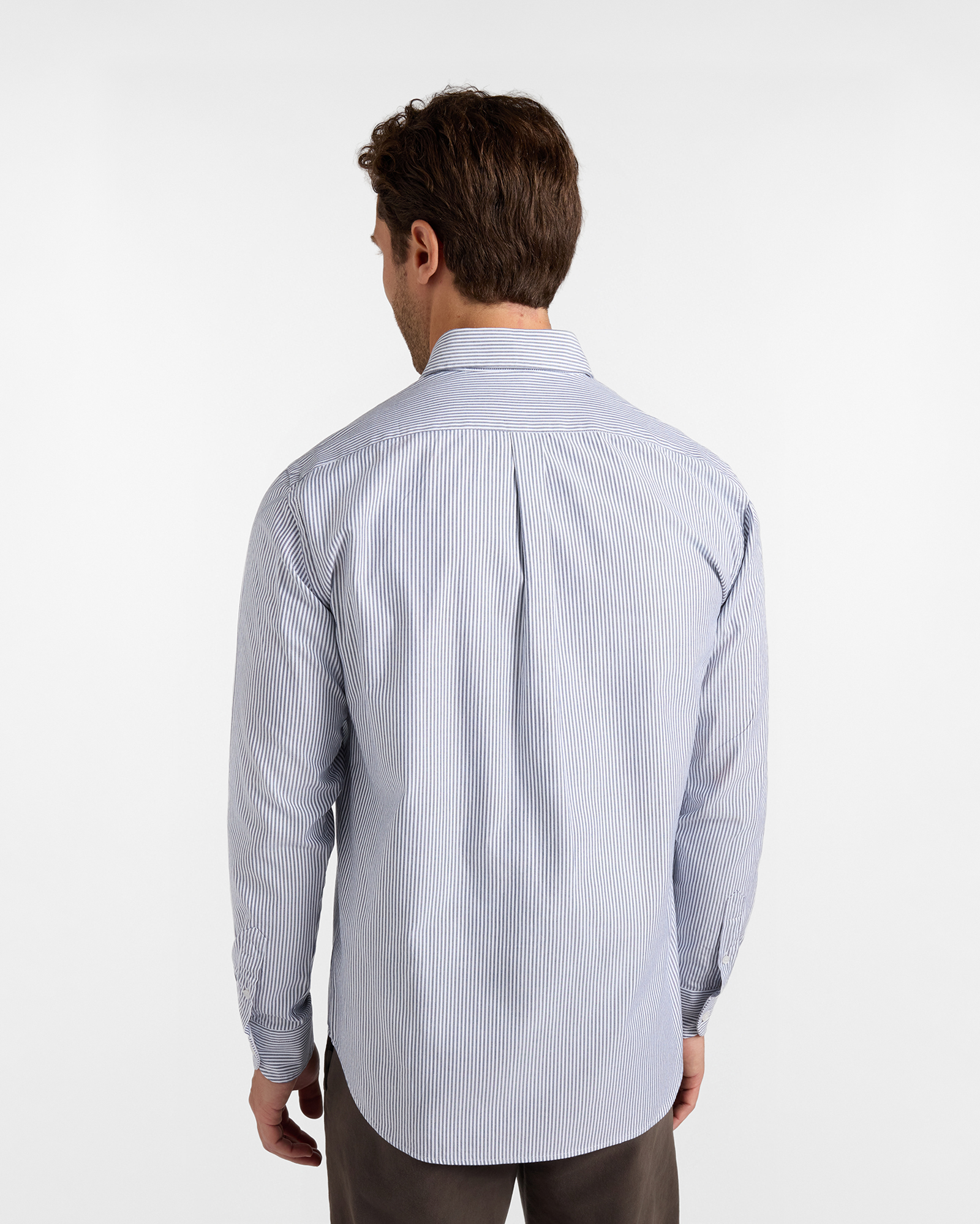 Men's regular-fit yarn-dyed Oxford shirt with stripe, NAVY BLUE, large