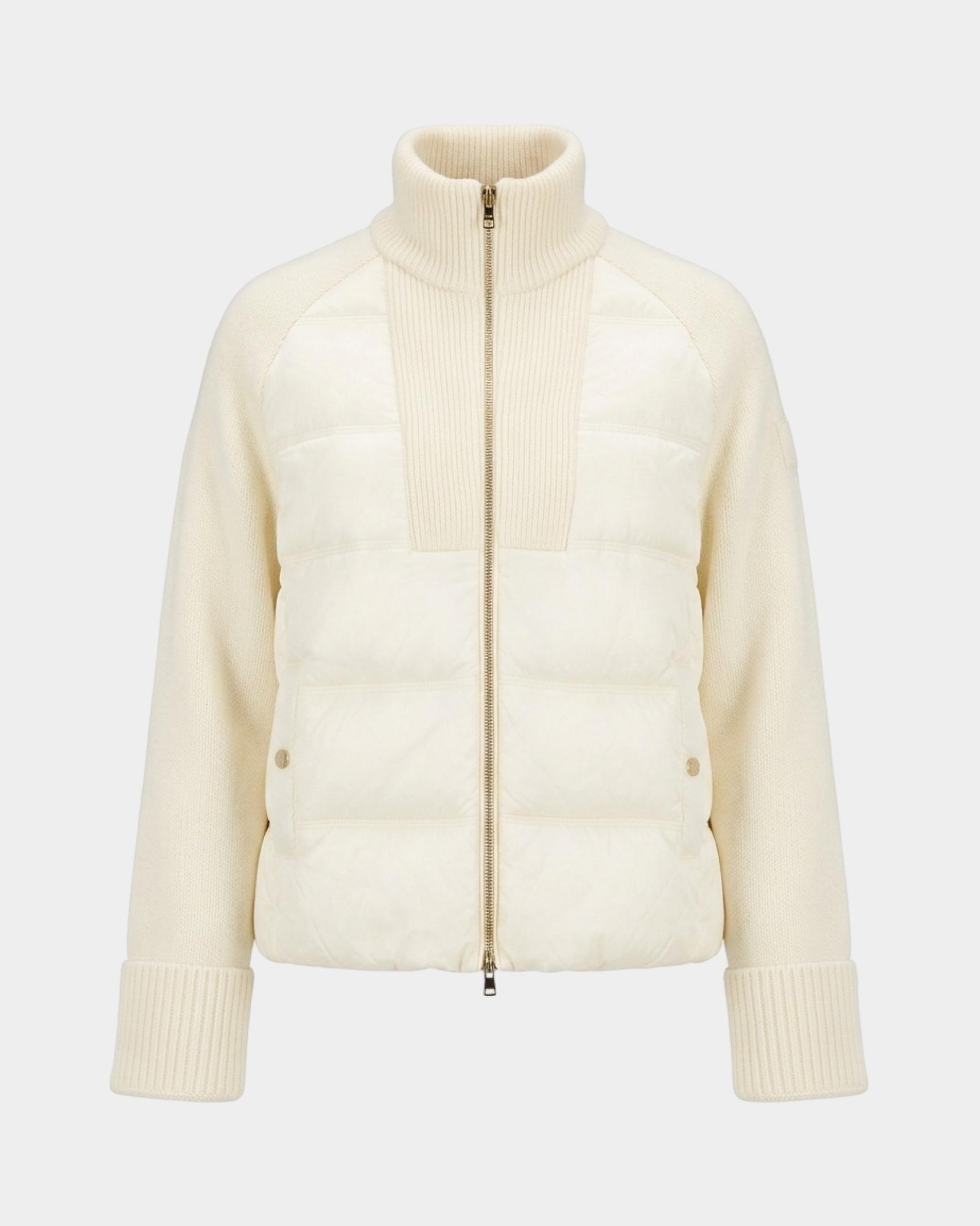 Giubbotto da donna  Oversize in nylon e lana a costina, BIANCO, large