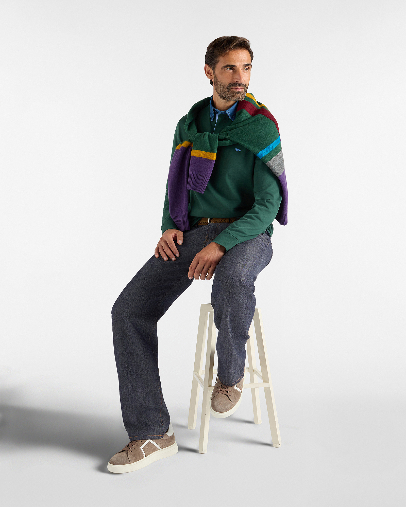 Polo Vietri Uomo manica lunga in 100% puro cotone jersey, VERDE, large