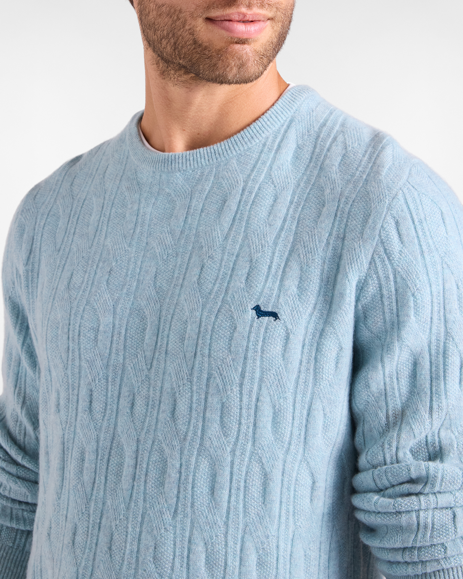 Maglia Uomo in 100% puro cashmere Regular Fit Made in Italy, AZZURRO, large