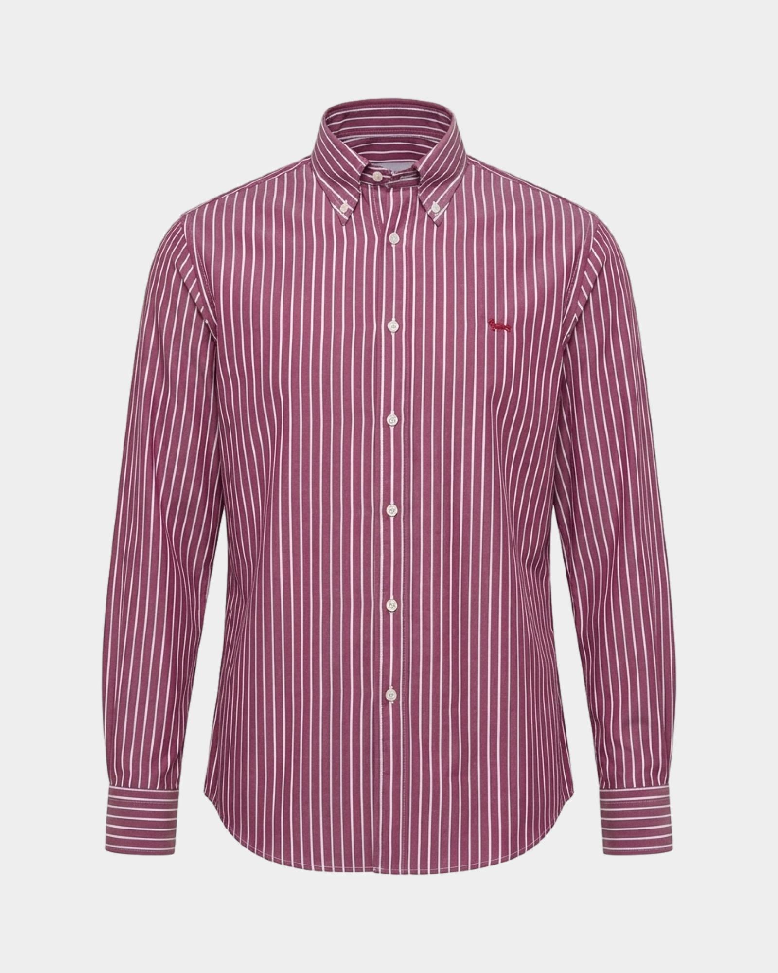 Camisa de hombre de corte regular con rayas anchas, te&ntilde;ido en hilo, color rojo, ROJO, large