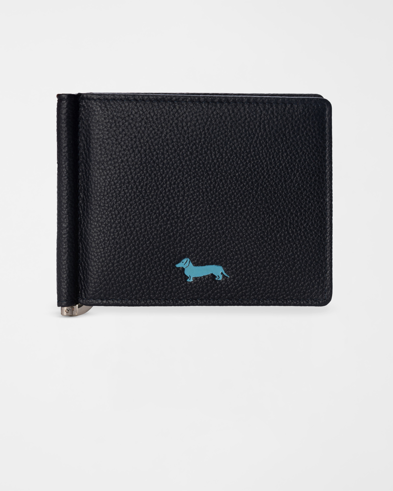 Herrenbrieftasche mit Geldklammer aus echtem Leder in Marineblau