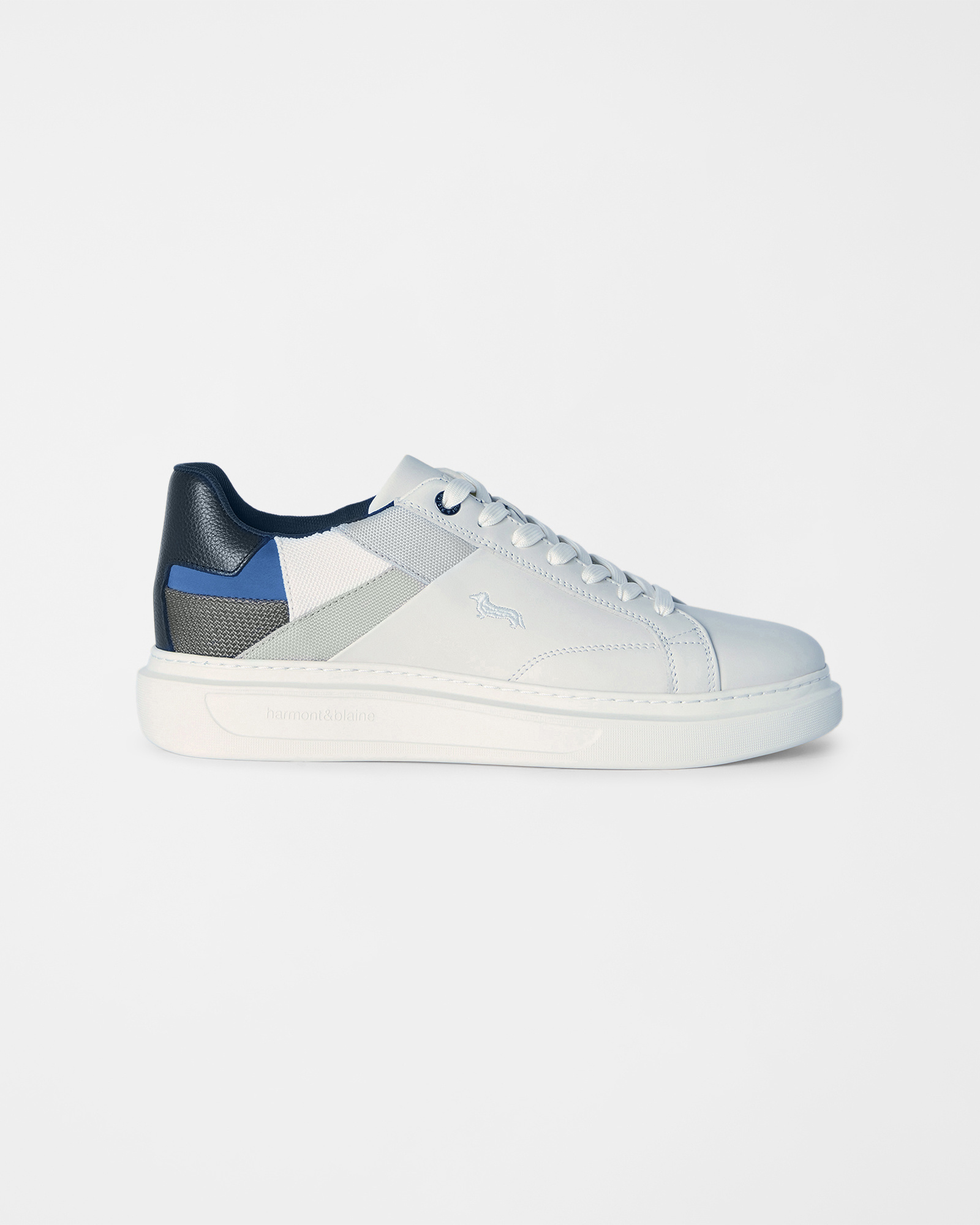Sneaker Uomo in pelle con inserti tecnici grigio