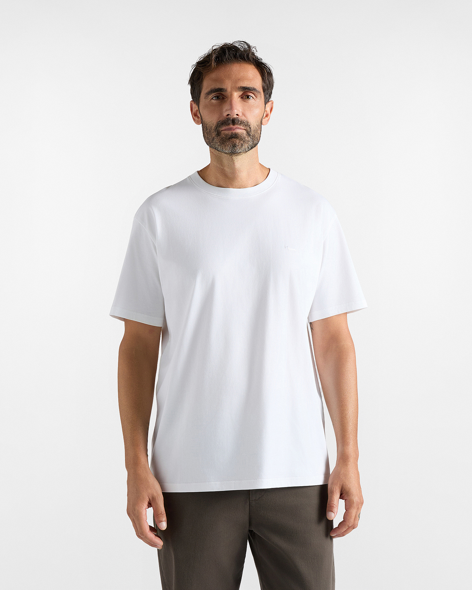 Men's relaxed-fit white T-shirt in 100% pure cotton