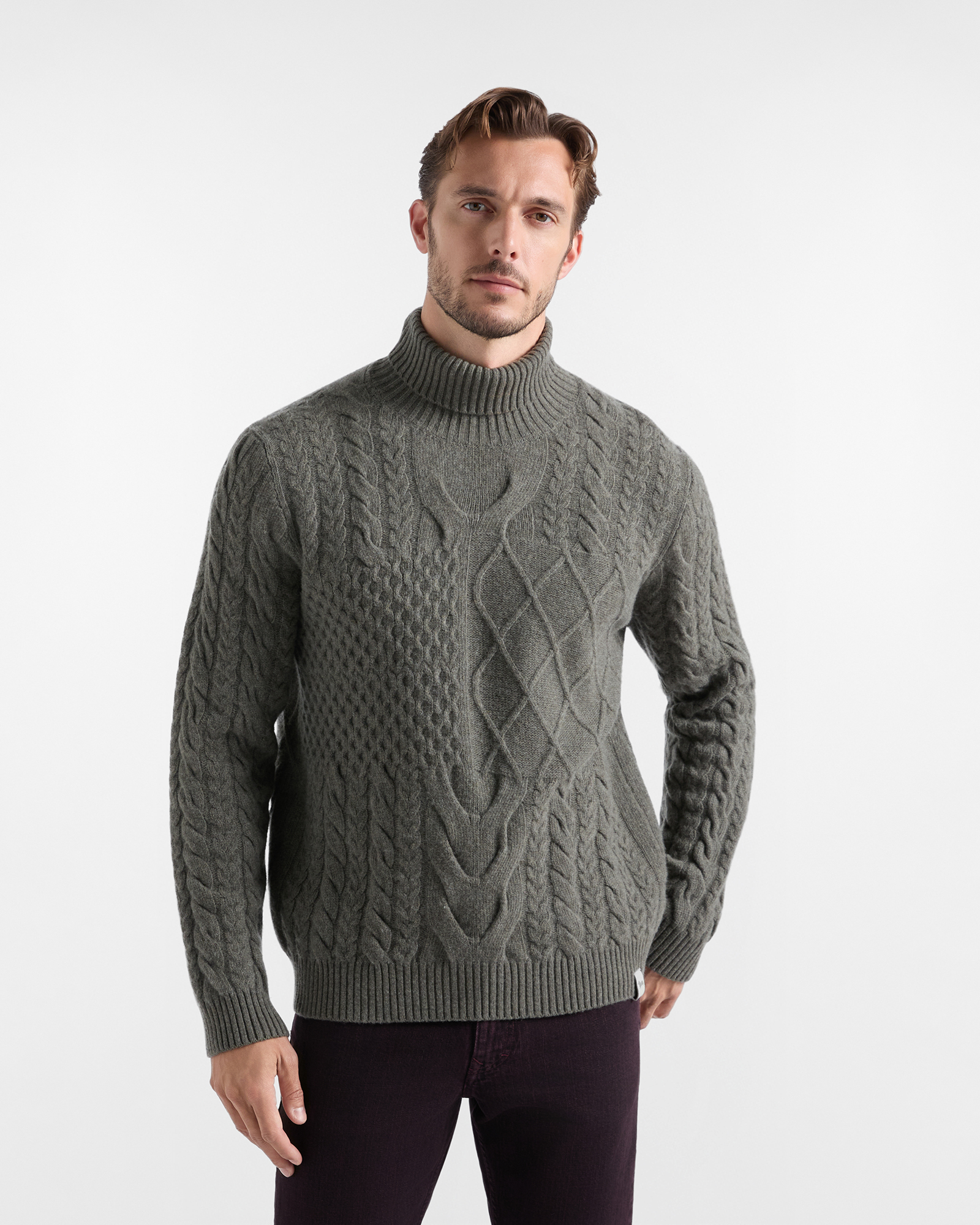 Dolcevita Uomo in 100% pura lana verde Regular Fit Made in Italy
