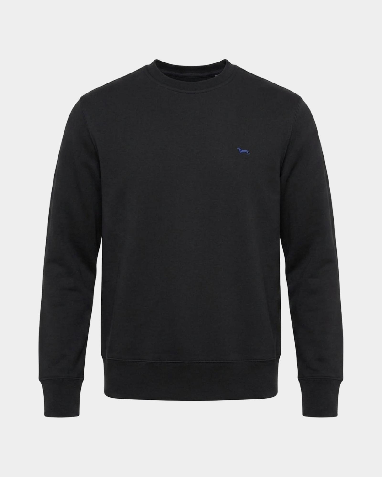 Sudadera para hombre con cuello redondo en felpa perchada de corte Regular, NEGRO, large