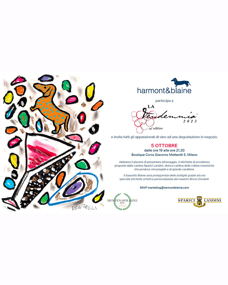 Harmont & Blaine si unisce all&rsquo;evento La Vendemmia 2023 organizzando una degustazione esclusiva in collaborazione con la Cantina Sparici Landini, specializzata nella produzione di vini pregiati sulle colline moreniche del Veneto.